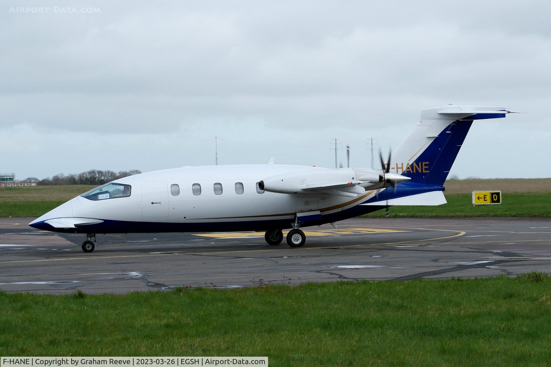 F-HANE, 2009 Piaggio P-180 Avanti II C/N 1177, Just landed at Norwich.