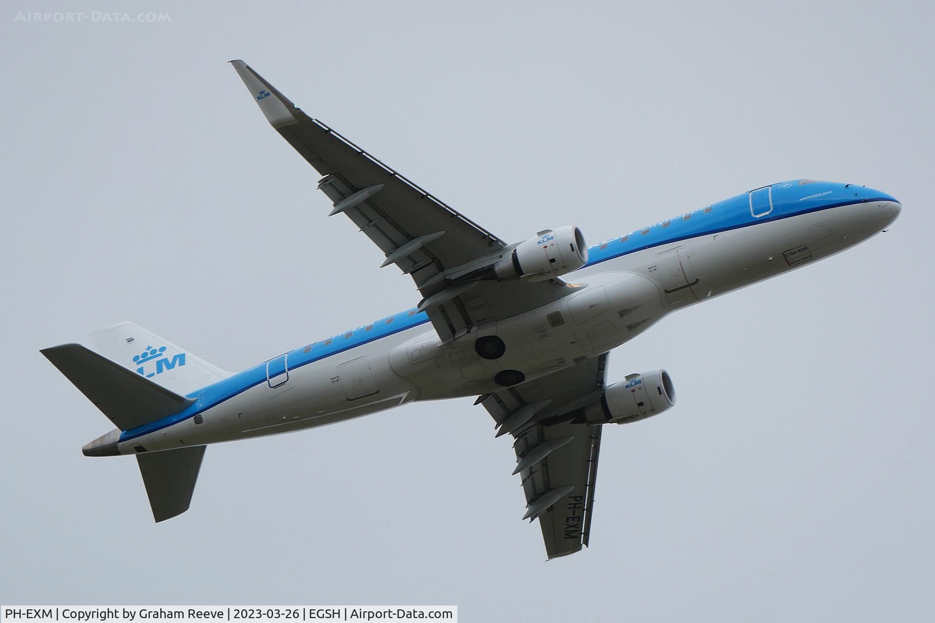 PH-EXM, 2017 Embraer 175STD (ERJ-170-200) C/N 17000639, Departing from Norwich.