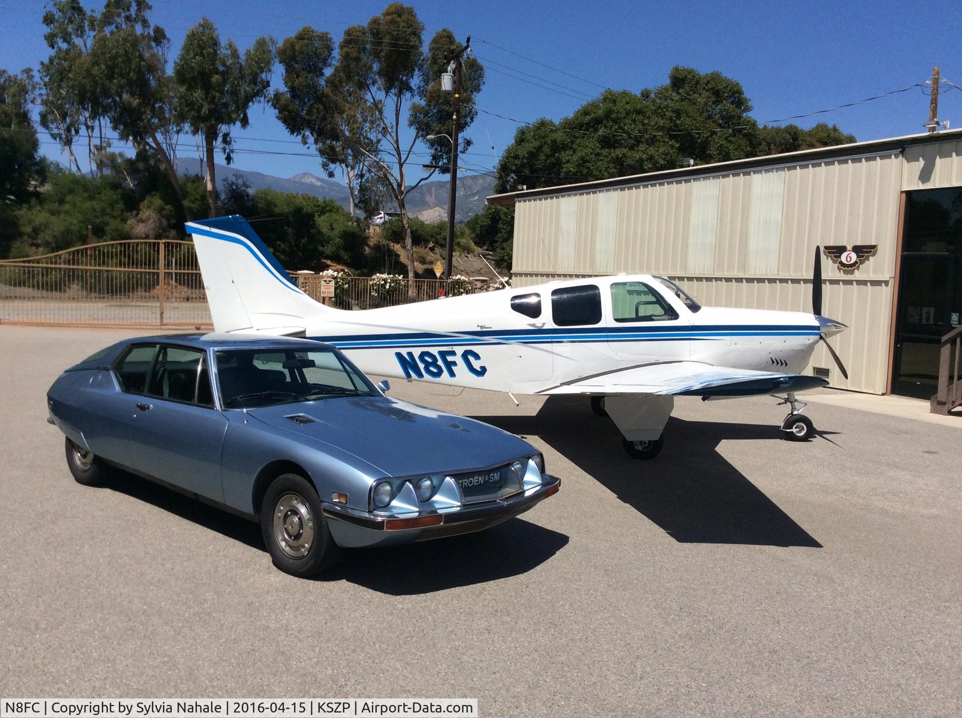 N8FC, 1964 Beech 35-B33 Debonair C/N CD-791, Citroen SM & Beechcraft Debonair N8FC at the Santa Paula Airport Museum.