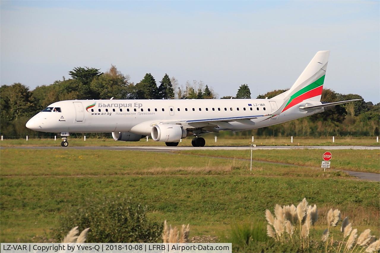 LZ-VAR, 2012 Embraer 190AR (ERJ-190-100IGW) C/N 19000496, Embraer 190AR, Take off run rwy 25L, Brest-Bretagne Airport (LFRB-BES)