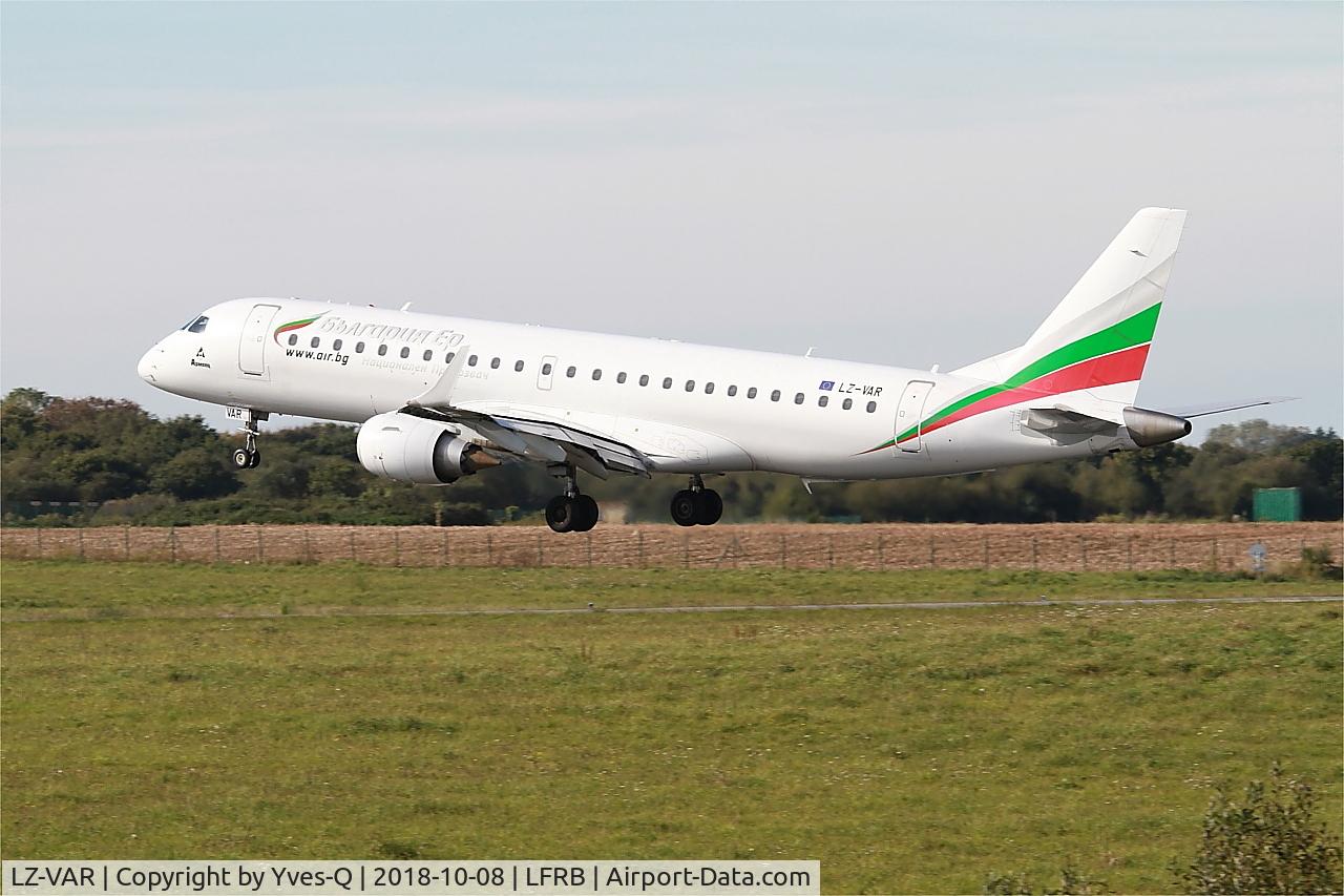 LZ-VAR, 2012 Embraer 190AR (ERJ-190-100IGW) C/N 19000496, Embraer 190AR, Touchdown rwy 25L, Brest-Guipavas Airport (LFRB-BES)