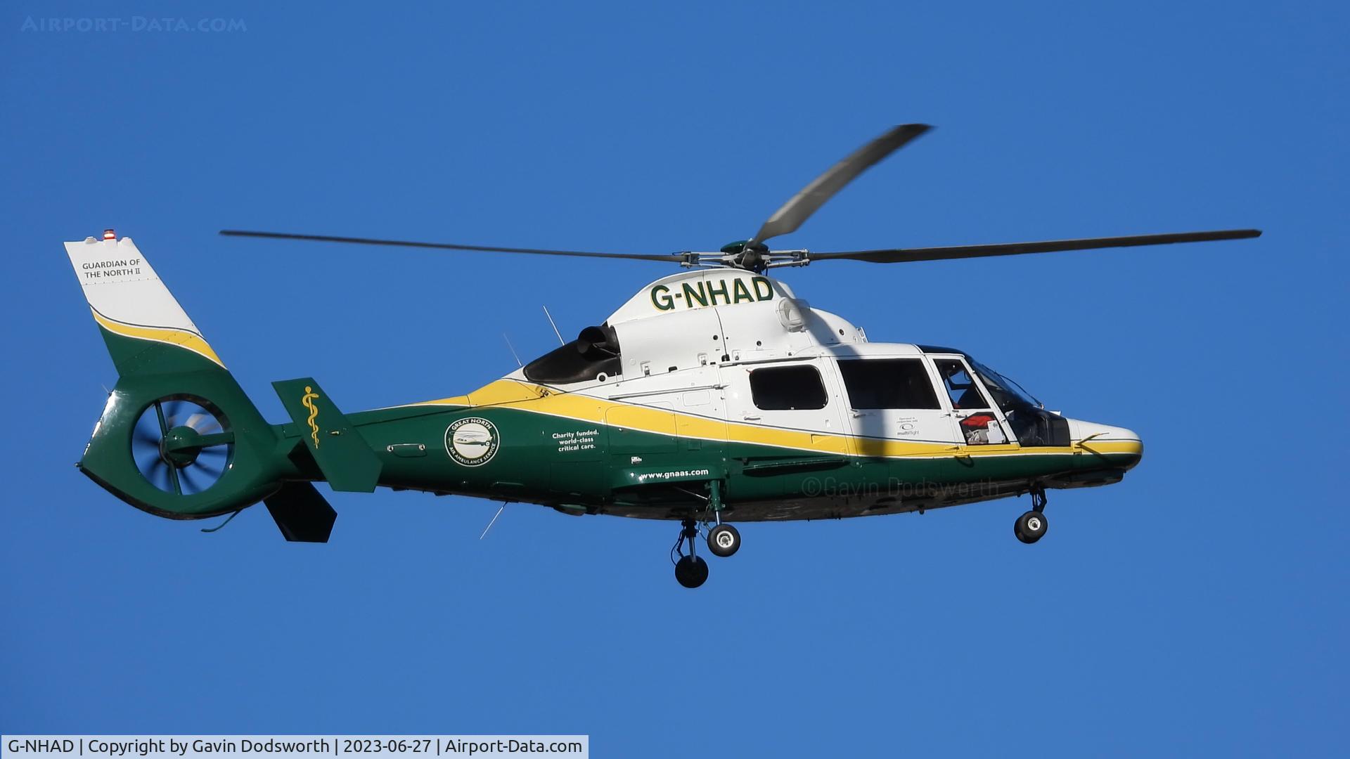 G-NHAD, 2015 Airbus Helicopters AS-365N-3+ Dauphin C/N 6979, Landing in Darlington on the morning of March 27th 2023