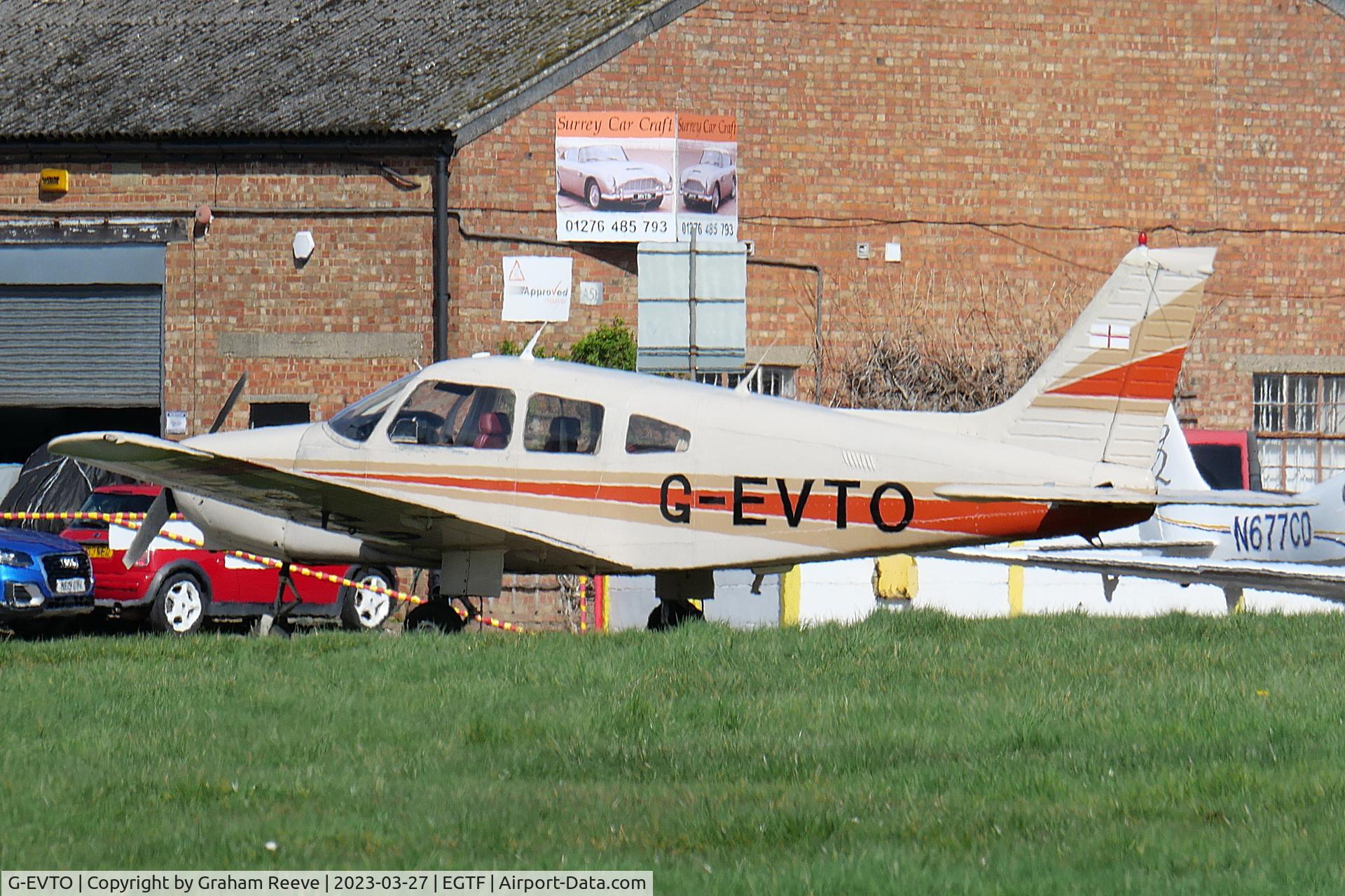 G-EVTO, 1980 Piper PA-28-161 Cherokee Warrior II C/N 28-8016271, Parked at Fairoaks.