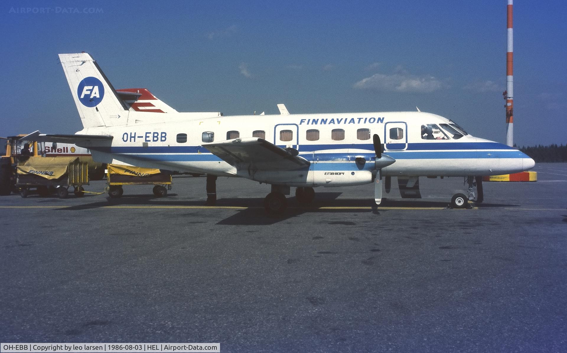 OH-EBB, 1979 Embraer EMB-110P1 Bandeirante C/N 110228, Helsinki 3.8.1986