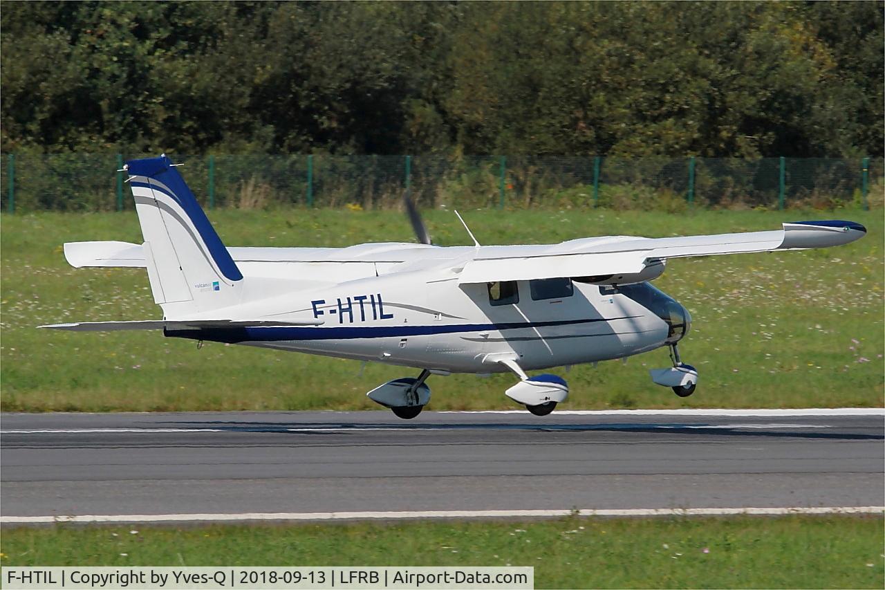 F-HTIL, 2018 Vulcanair P.68 Observer 2 C/N 507-49/OB2, Vulcanair P.68 Observer 2, Touchdown rwy 07R, Brest-Bretagne airport (LFRB-BES)