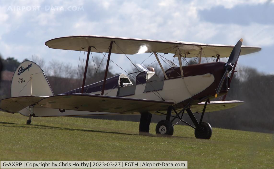G-AXRP, 1947 Stampe-Vertongen SV-4C C/N 554, Just parked up at Old Warden, Beds.
