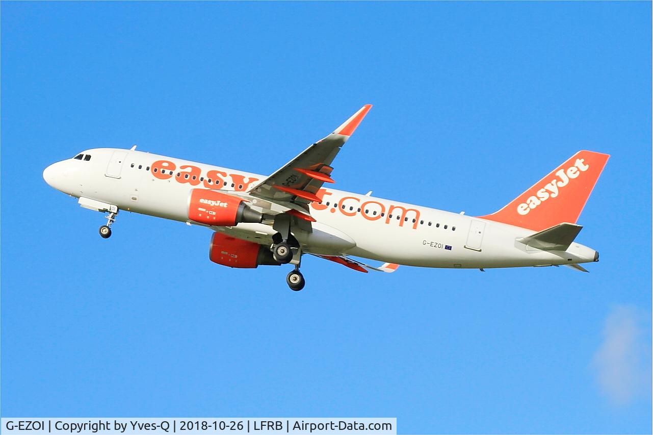 G-EZOI, 2015 Airbus A320-214 C/N 6562, Airbus A320-214, Take off rwy 25L for crosswind tests, Brest-Bretagne airport (LFRB-BES)