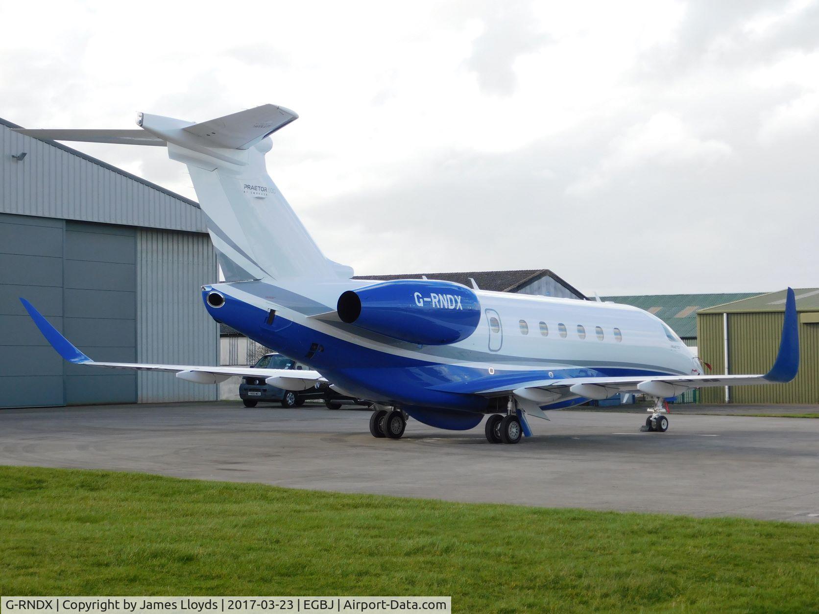 G-RNDX, 2022 Embraer EMB-550 Praetor 600 C/N 55020165, Parked up at Gloucestershire Airport