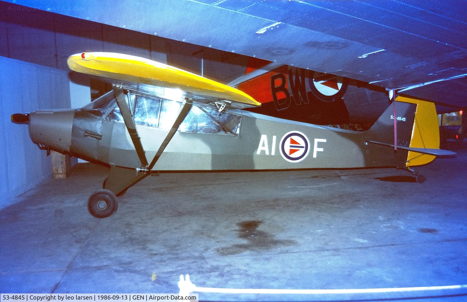 53-4845, 1953 Piper L-18C Super Cub (PA-18-95) C/N 18-3245, Oslo Gardermoen 13.9.1986