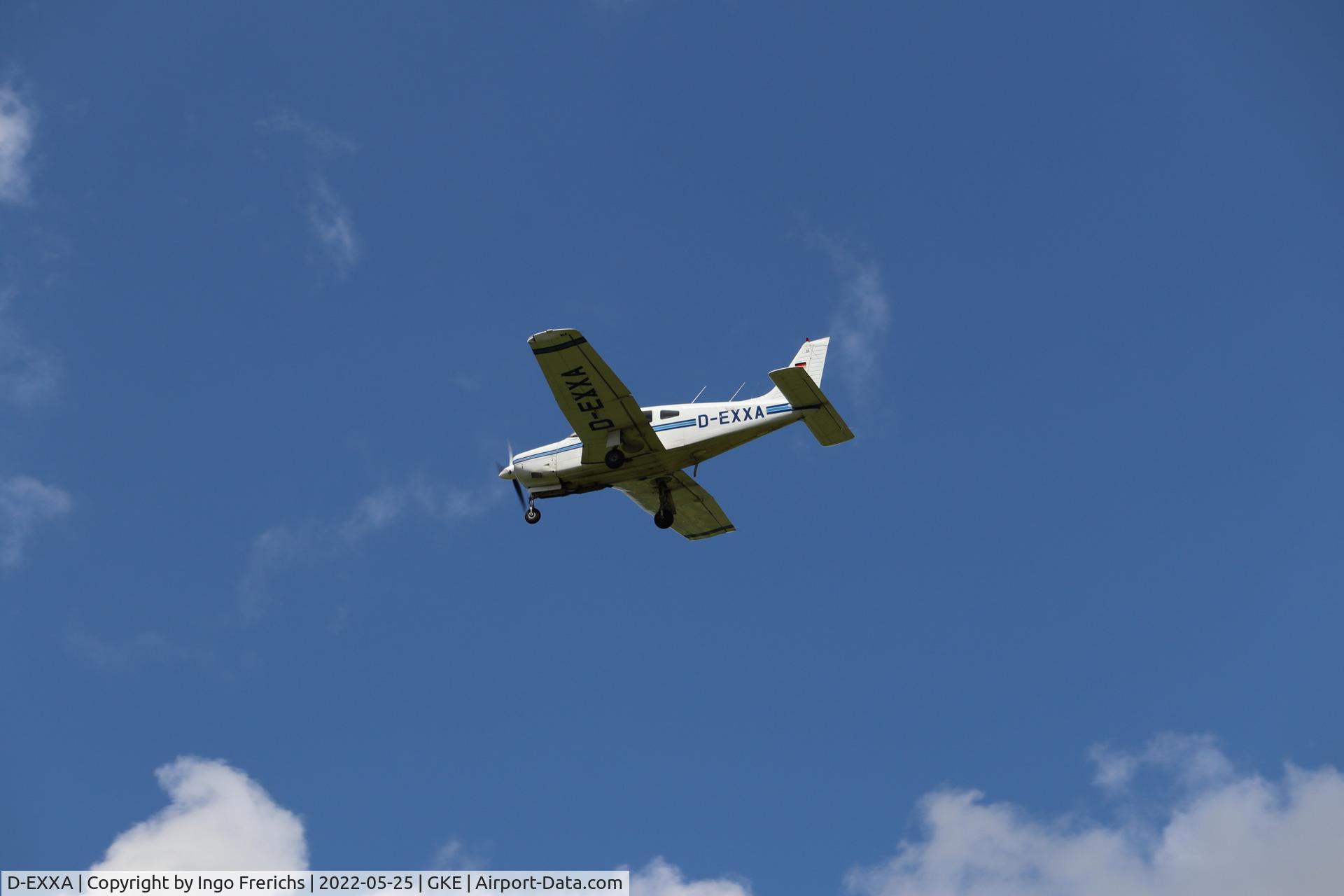 D-EXXA, Piper PA-28R-201 Arrow Cherokee Arrow III C/N 2837033, Approaching Geilenkirchen Air Base (GKE) during flight training.