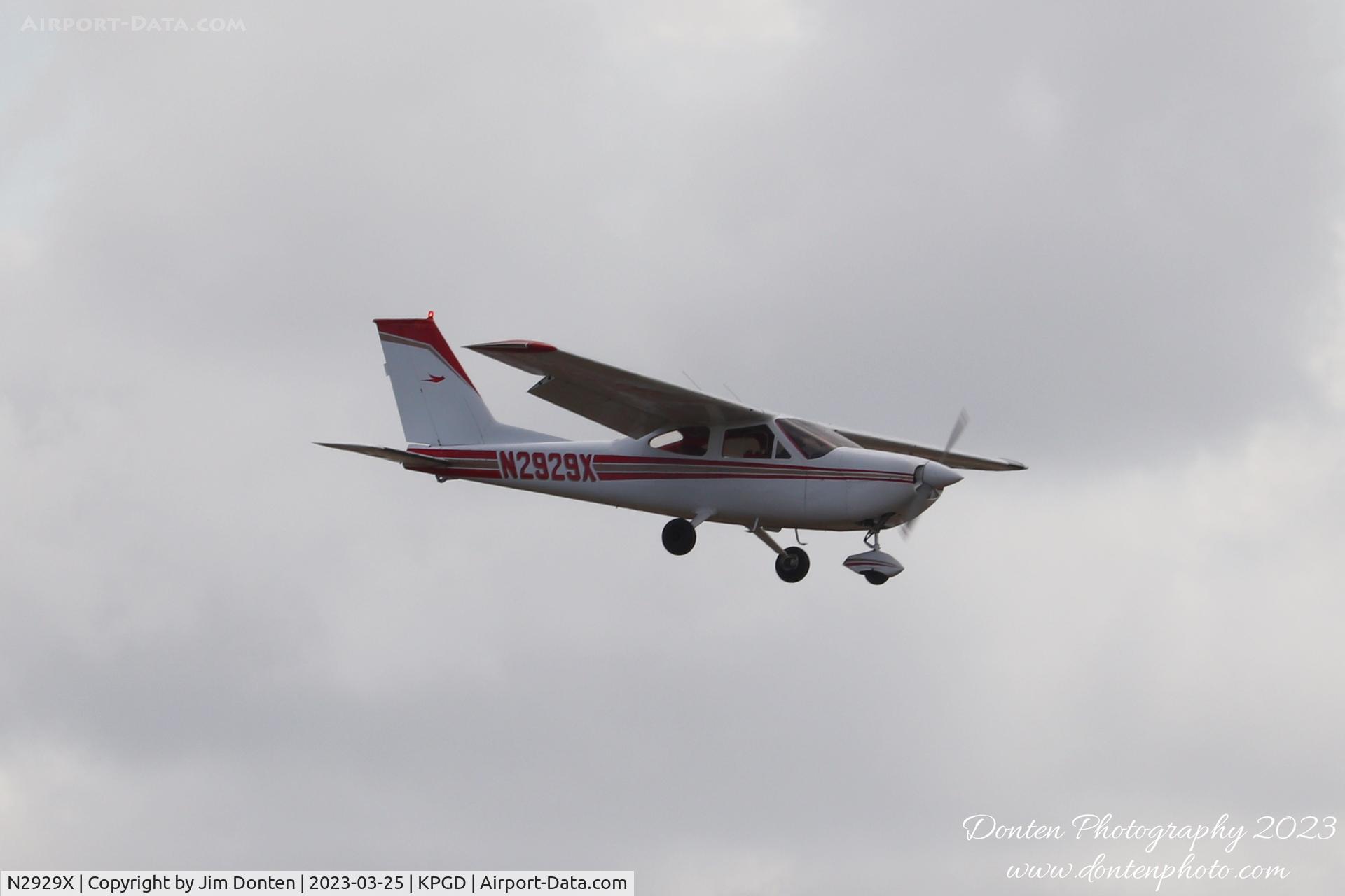 N2929X, 1967 Cessna 177 Cardinal C/N 17700329, Cardinal 2929X does pattern work on Runway 22 at Punta Gorda Airport