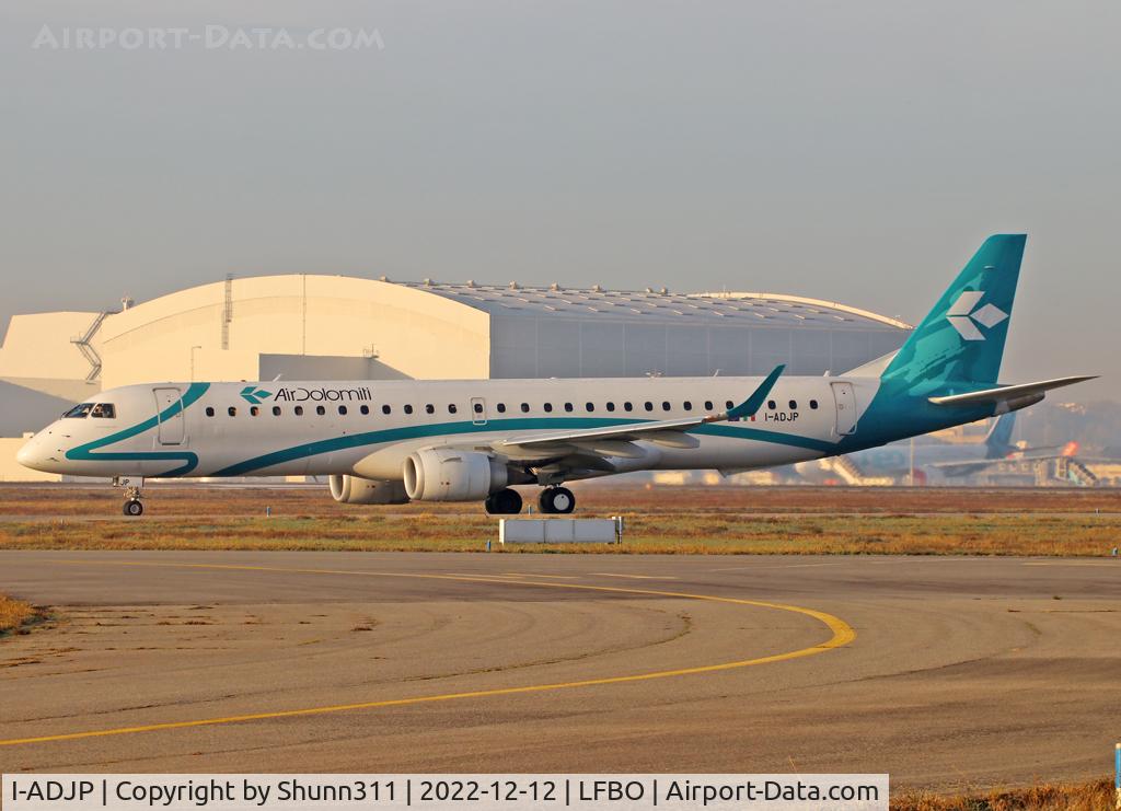 I-ADJP, 2012 Embraer 195LR (ERJ-190-200LR) C/N 19000578, Taxiing holding point rwy 32R for departure...