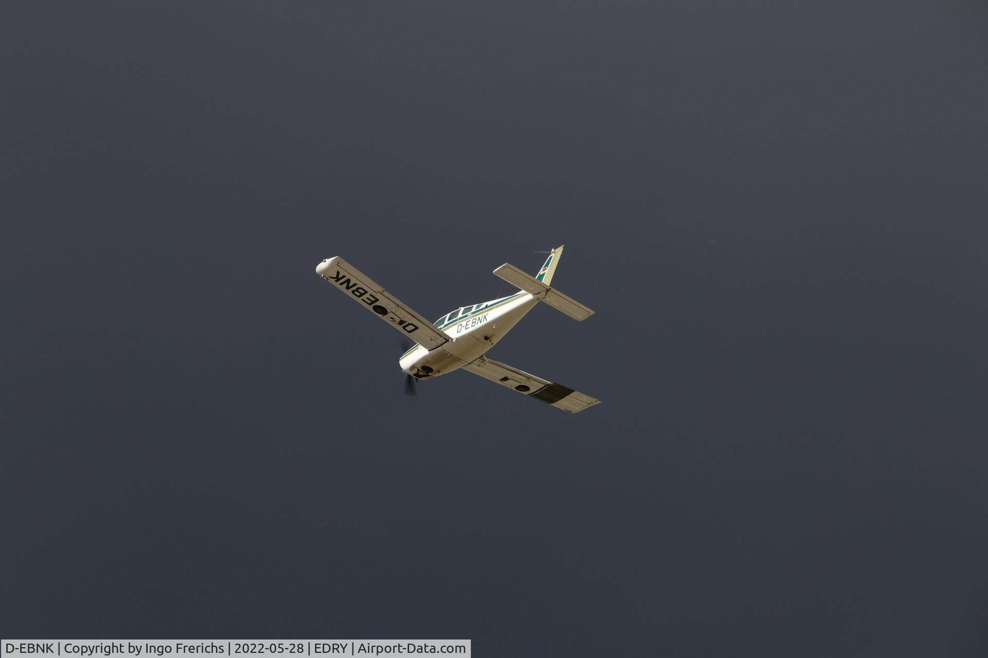 D-EBNK, Beechcraft 24R Sierra 200 C/N MC-222, D-EBNK takes off into a dark sky over Speyer Airport (QCS/EDRY) in Germany.