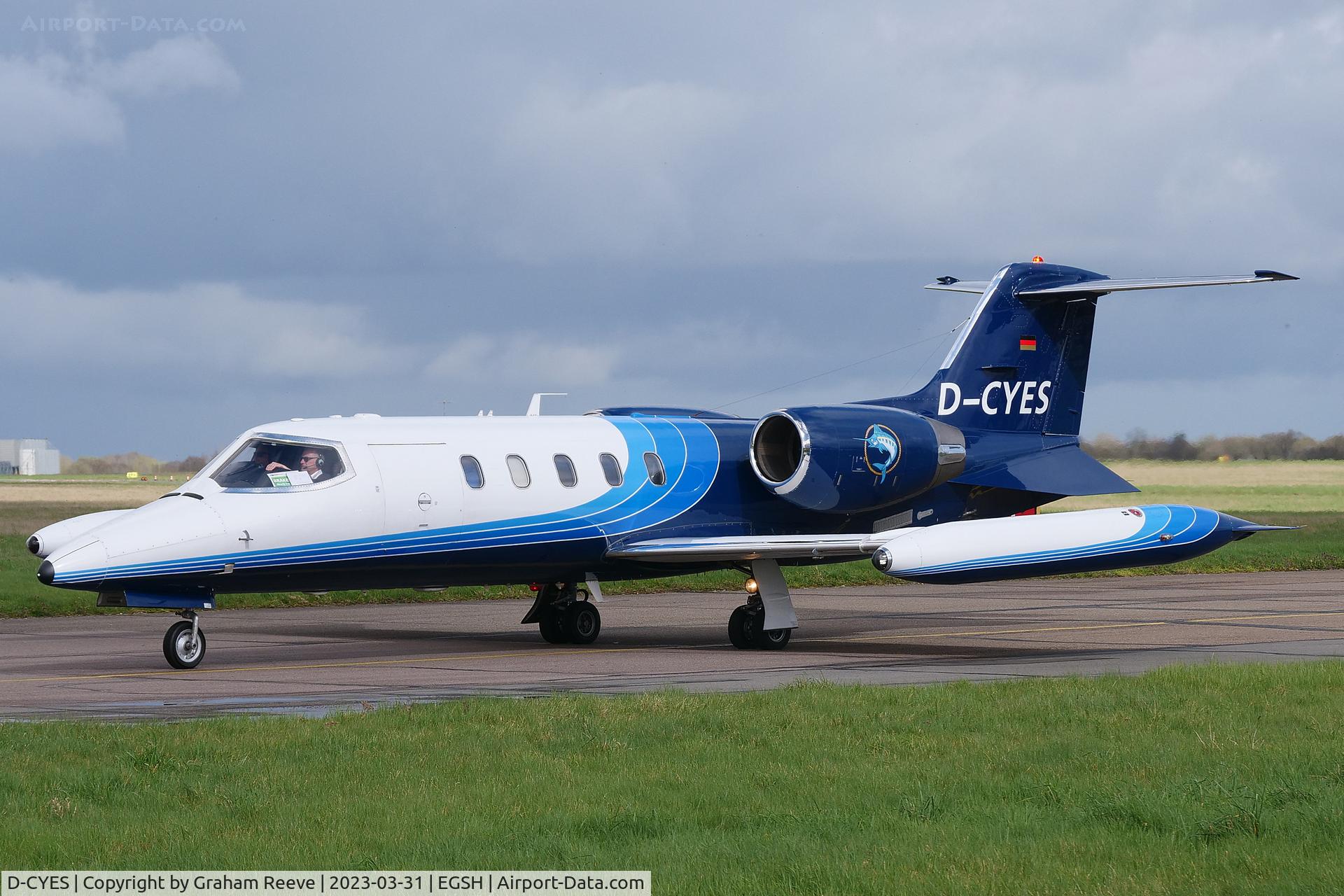 D-CYES, 1983 Learjet 35A C/N 35-501, Just landed at Norwich.