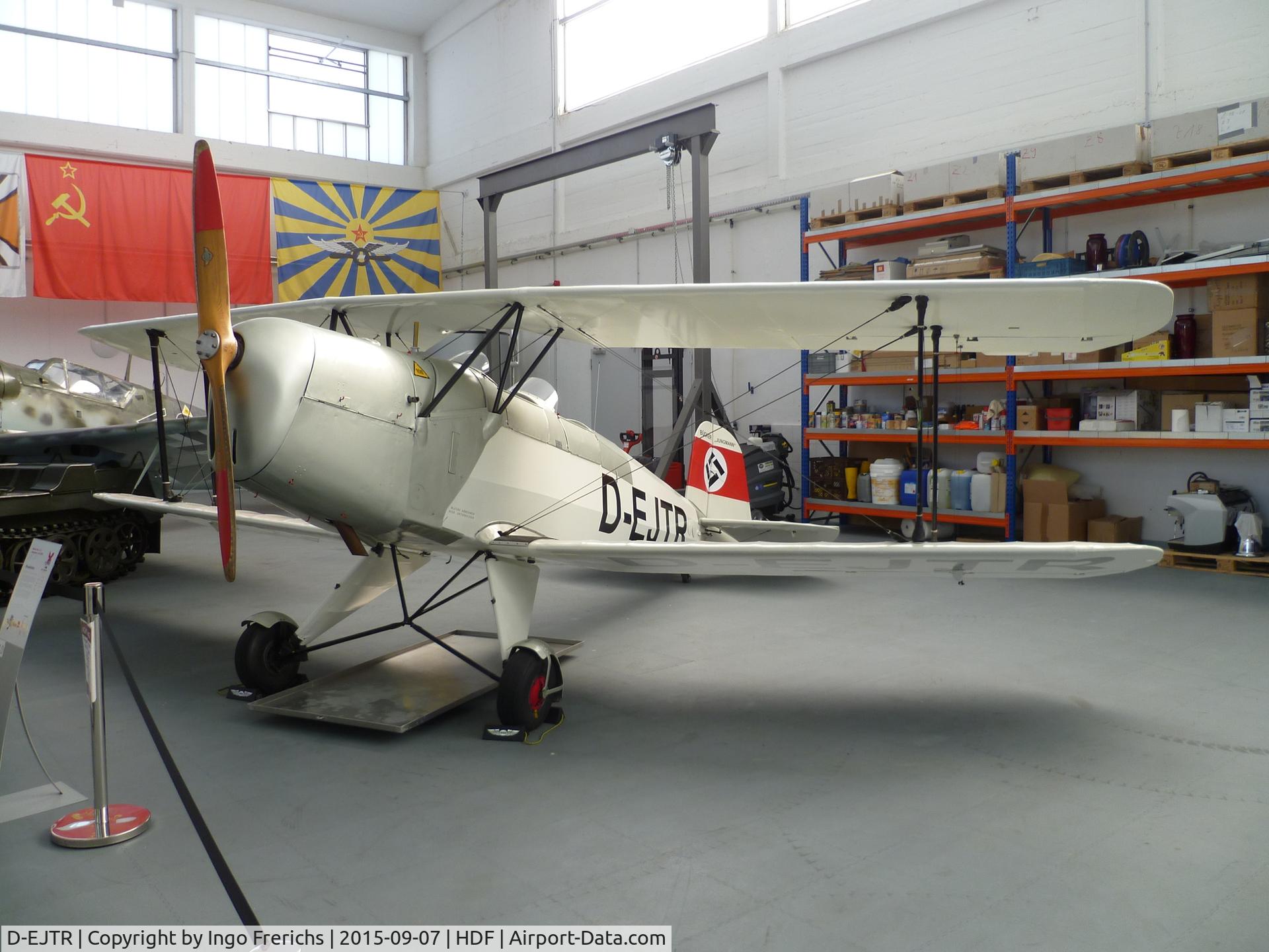 D-EJTR, 1939 Bucker Bu-131B Jungmann C/N 49, The Jungmann in Hangar 10 at Heringsdorf Airport (HDF/EDAH),
Usedom Island, Germany.