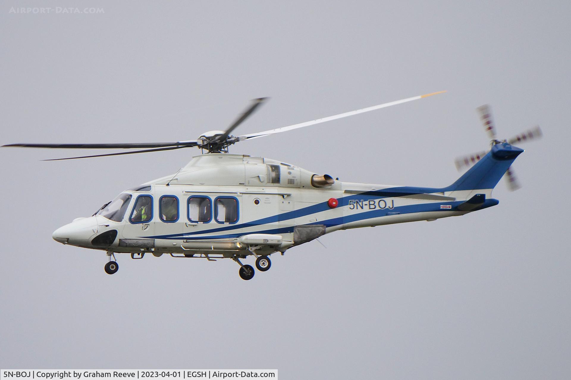 5N-BOJ, 2012 AgustaWestland AW-139 C/N 31385, Departing from Norwich.