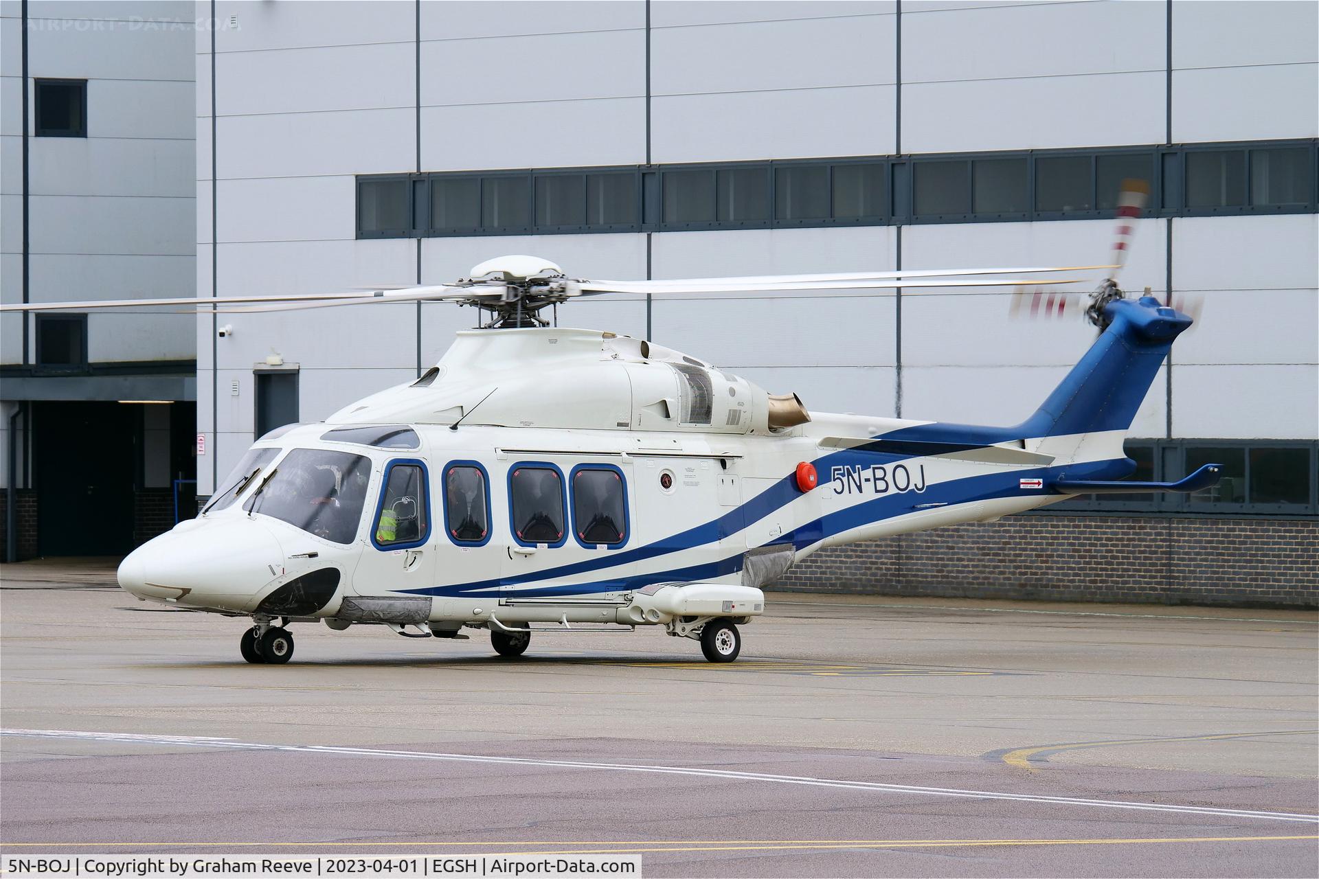 5N-BOJ, 2012 AgustaWestland AW-139 C/N 31385, Departing from Norwich.