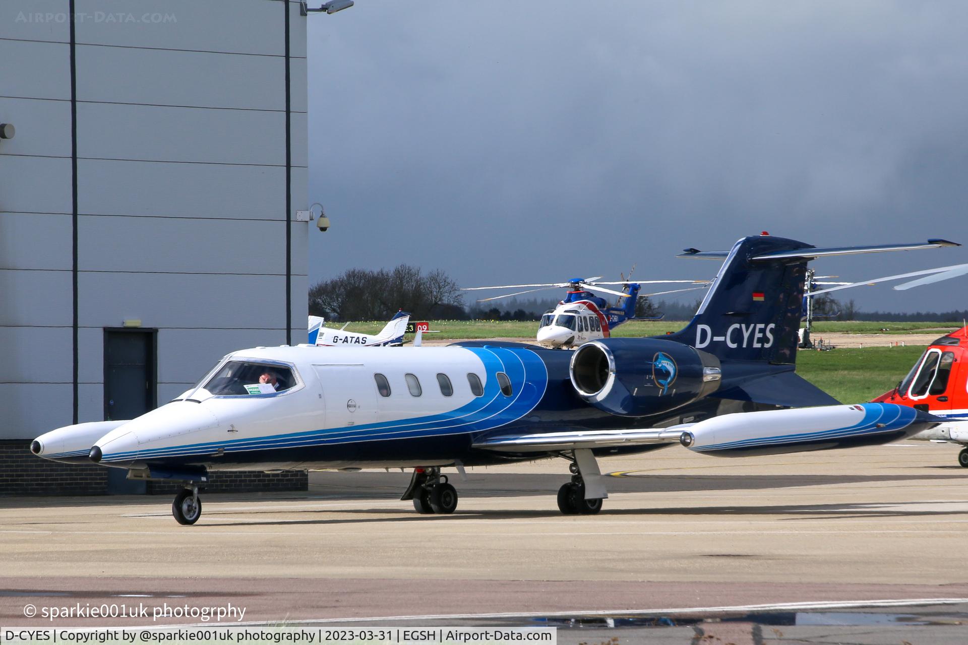 D-CYES, 1983 Learjet 35A C/N 35-501, Seen at Norwich where she arrived on a medical flight