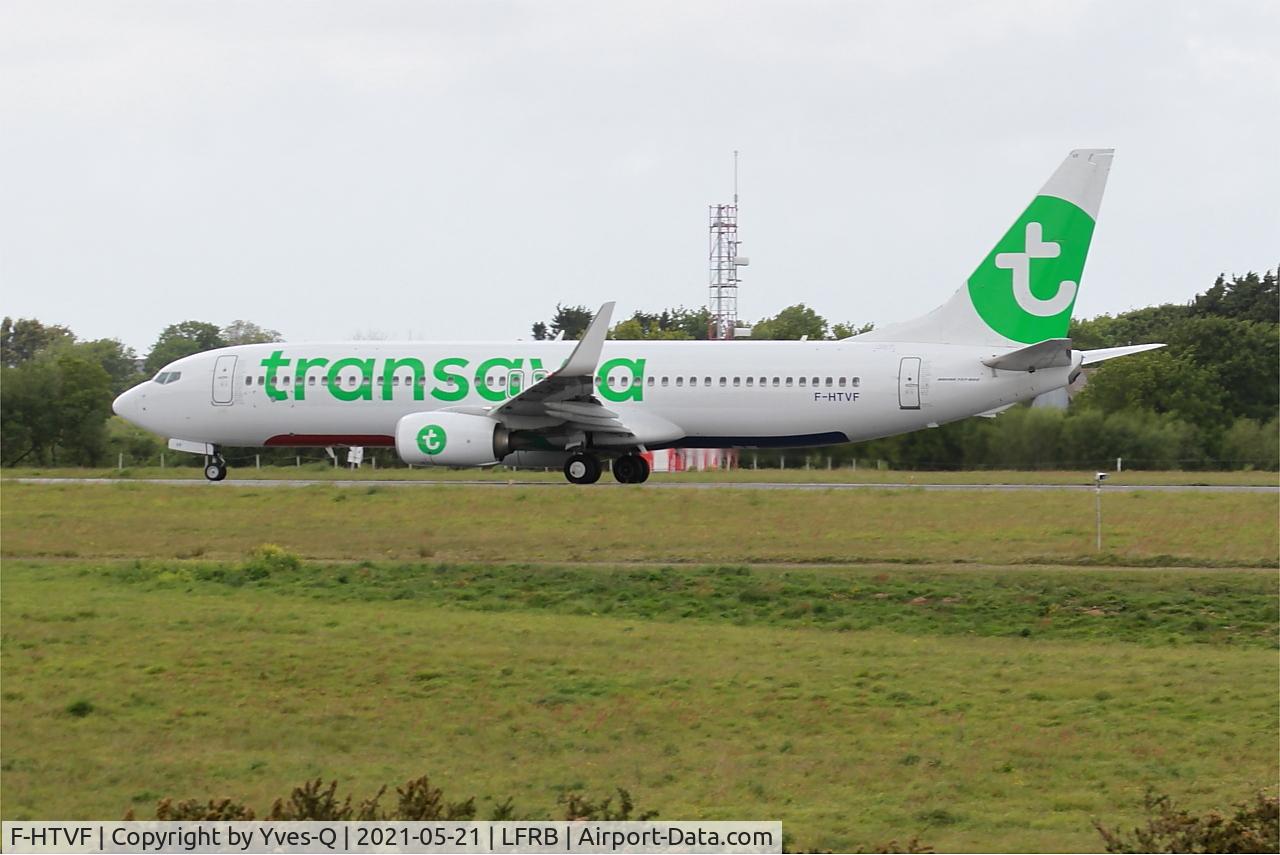 F-HTVF, 2017 Boeing 737-8K2 C/N 62160, Boeing 737-8K2, Take off run rwy 25L, Brest-Bretagne Airport (LFRB-BES)