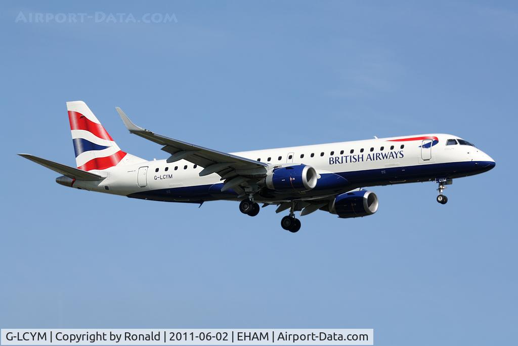 G-LCYM, 2010 Embraer 190SR (ERJ-190-100SR) C/N 19000351, at spl
