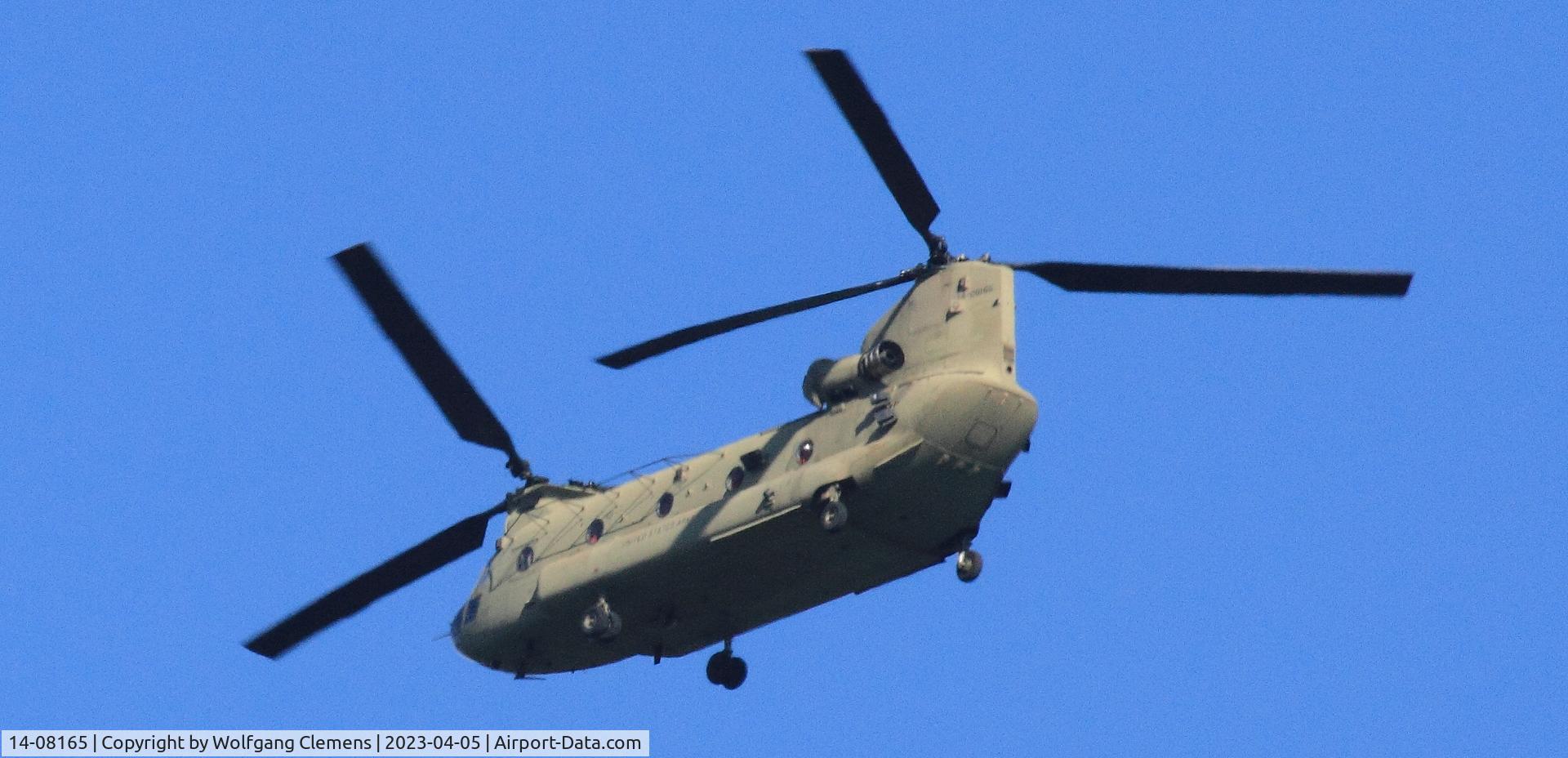 14-08165, Boeing CH-47F Chinook C/N M.8165, 14-08165 Chinook with two others over my house, Wednesday,April 5th, 10.25 am, could be tracked on flight radar 24