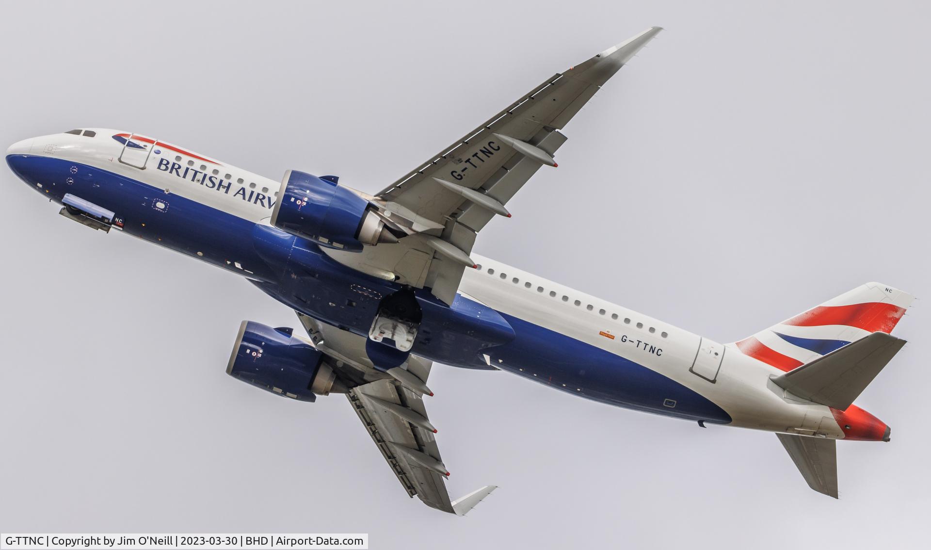 G-TTNC, 2018 Airbus A320-251N C/N 8173, G-TTNC departs Belfast City Airport.