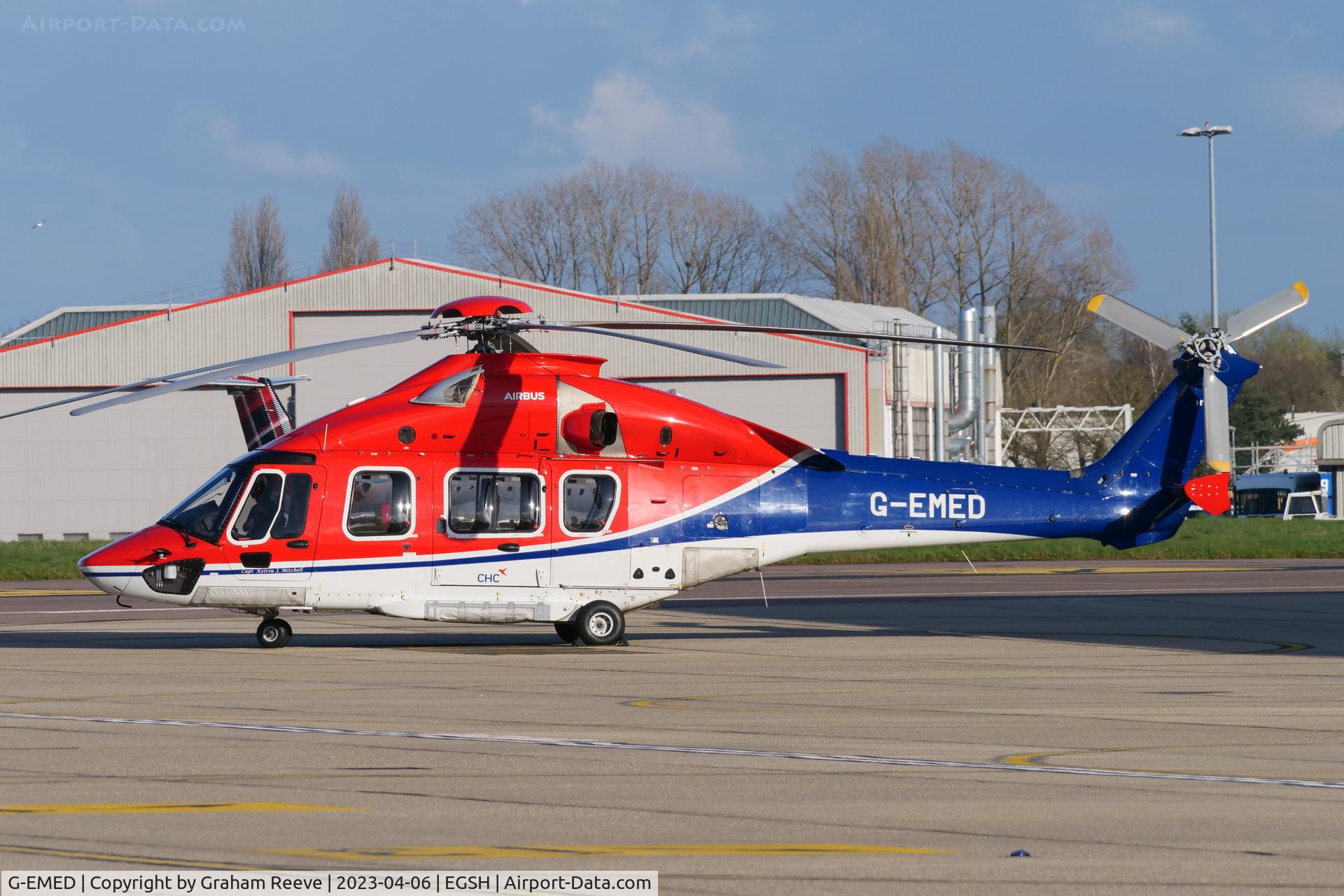 G-EMED, 2019 Airbus Helicopters EC-175B C/N 5039, Parked at Norwich.