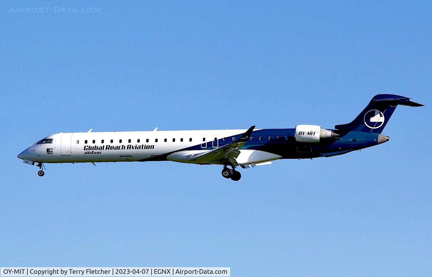 OY-MIT, 2006 Bombardier CRJ-900LR (CL-600-2D24) C/N 15078, arriving at East Midlands Airport