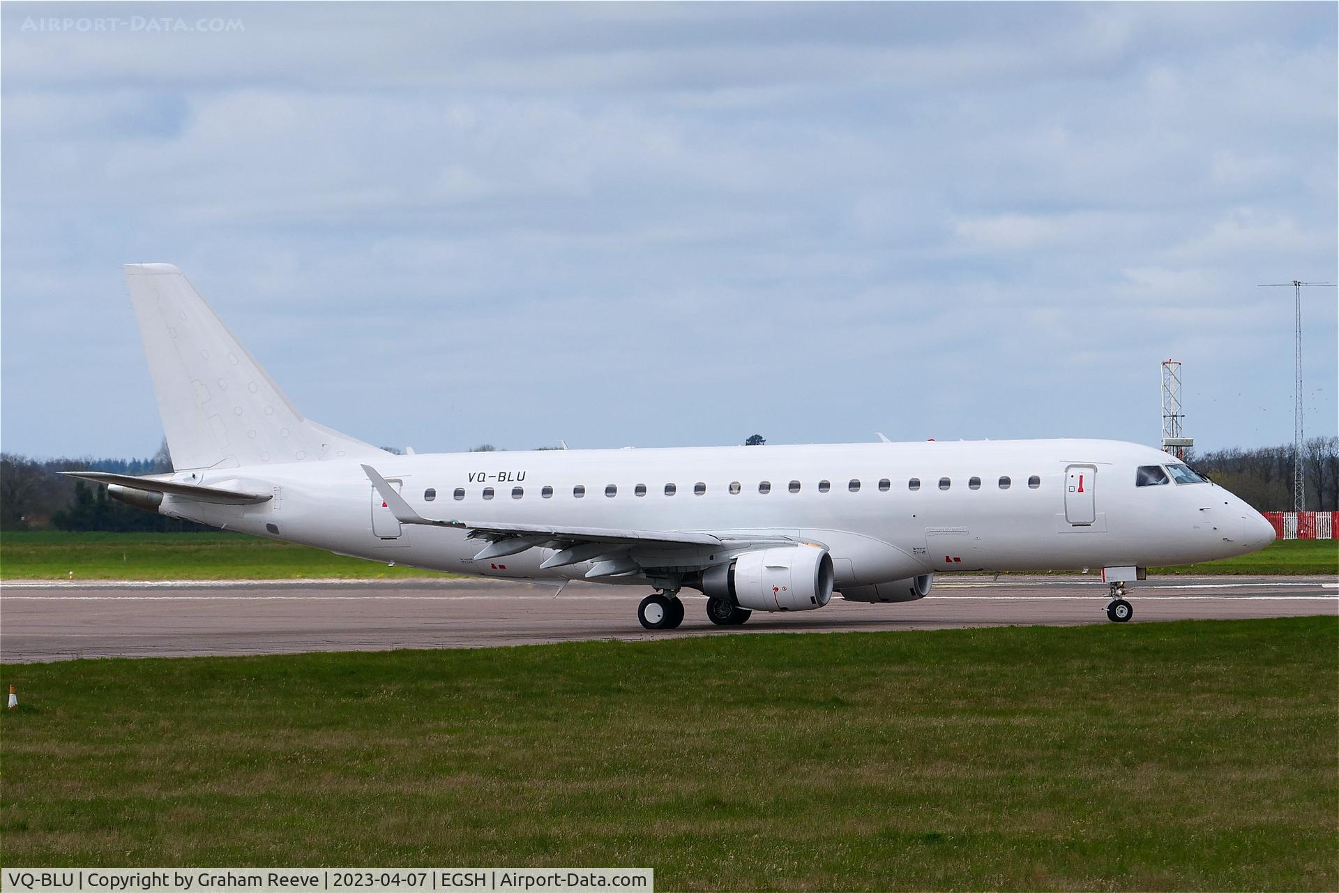 VQ-BLU, 2012 Embraer ERJ-175 C/N 17000344, Departing from Norwich.