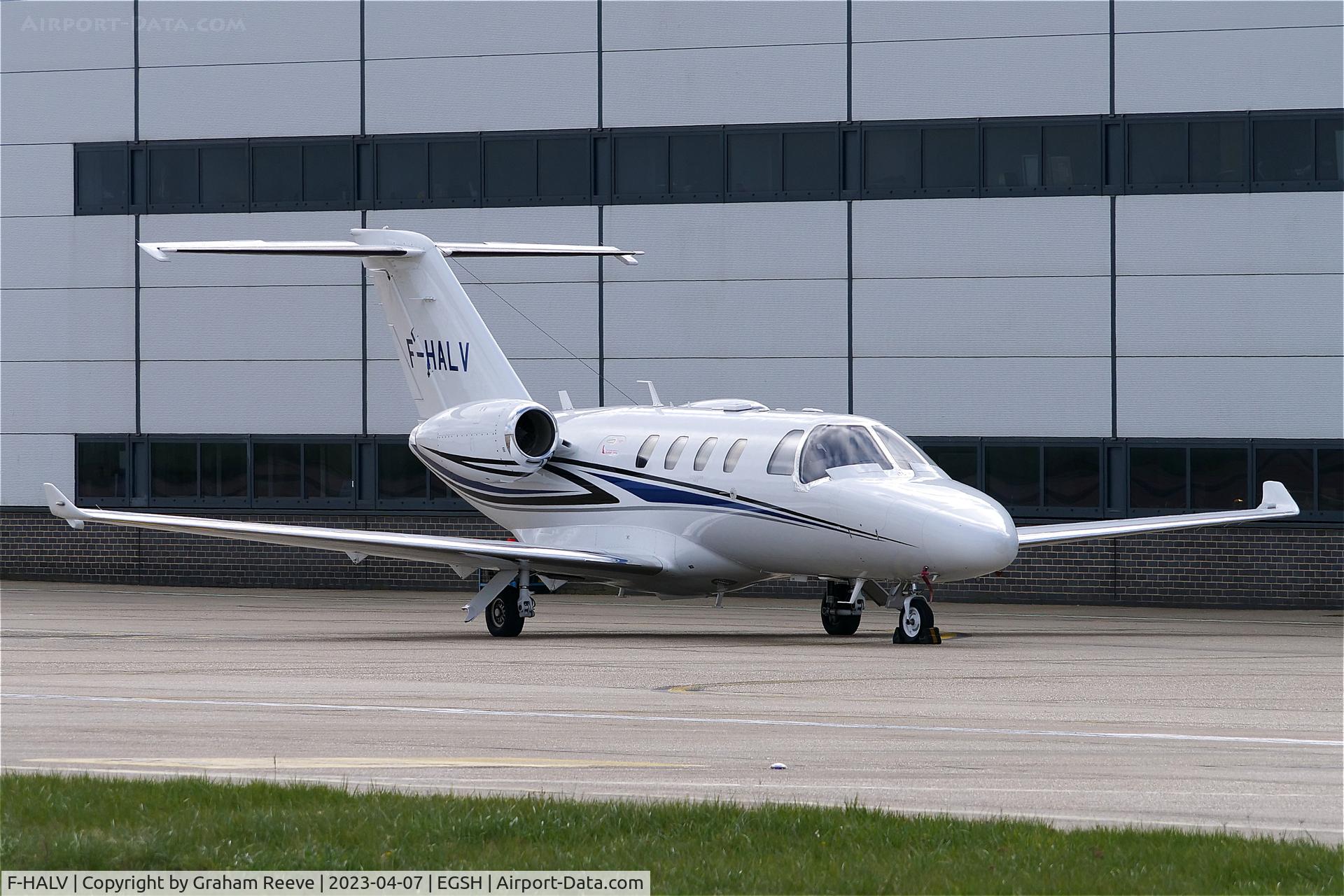 F-HALV, Cessna 525 CitationJet M2 C/N 525-0862, Parked at Norwich.