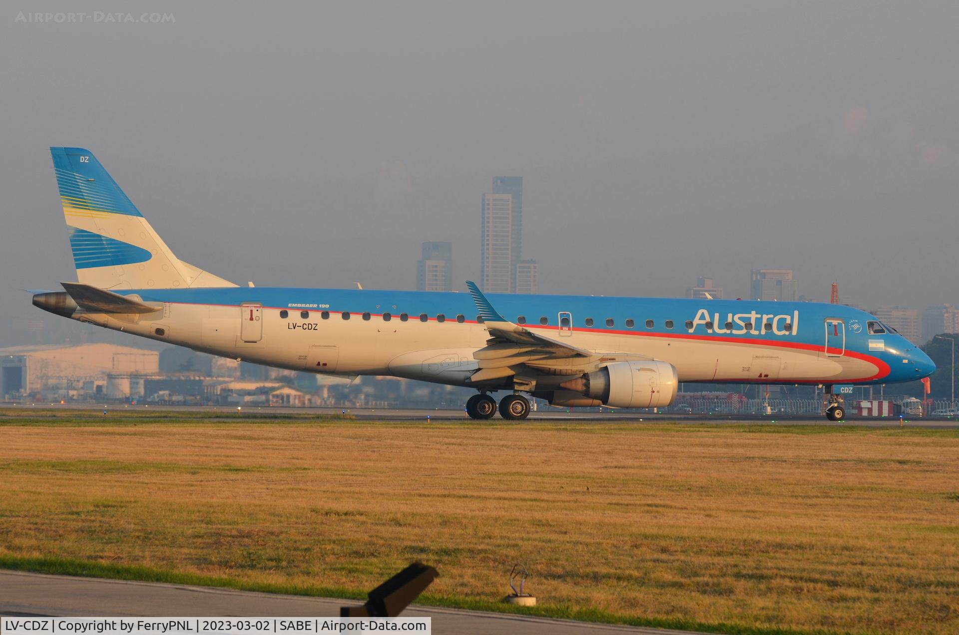 LV-CDZ, 2010 Embraer 190AR (ERJ-190-100IGW) C/N 19000377, Austral ERJ190 in evening light lining-up