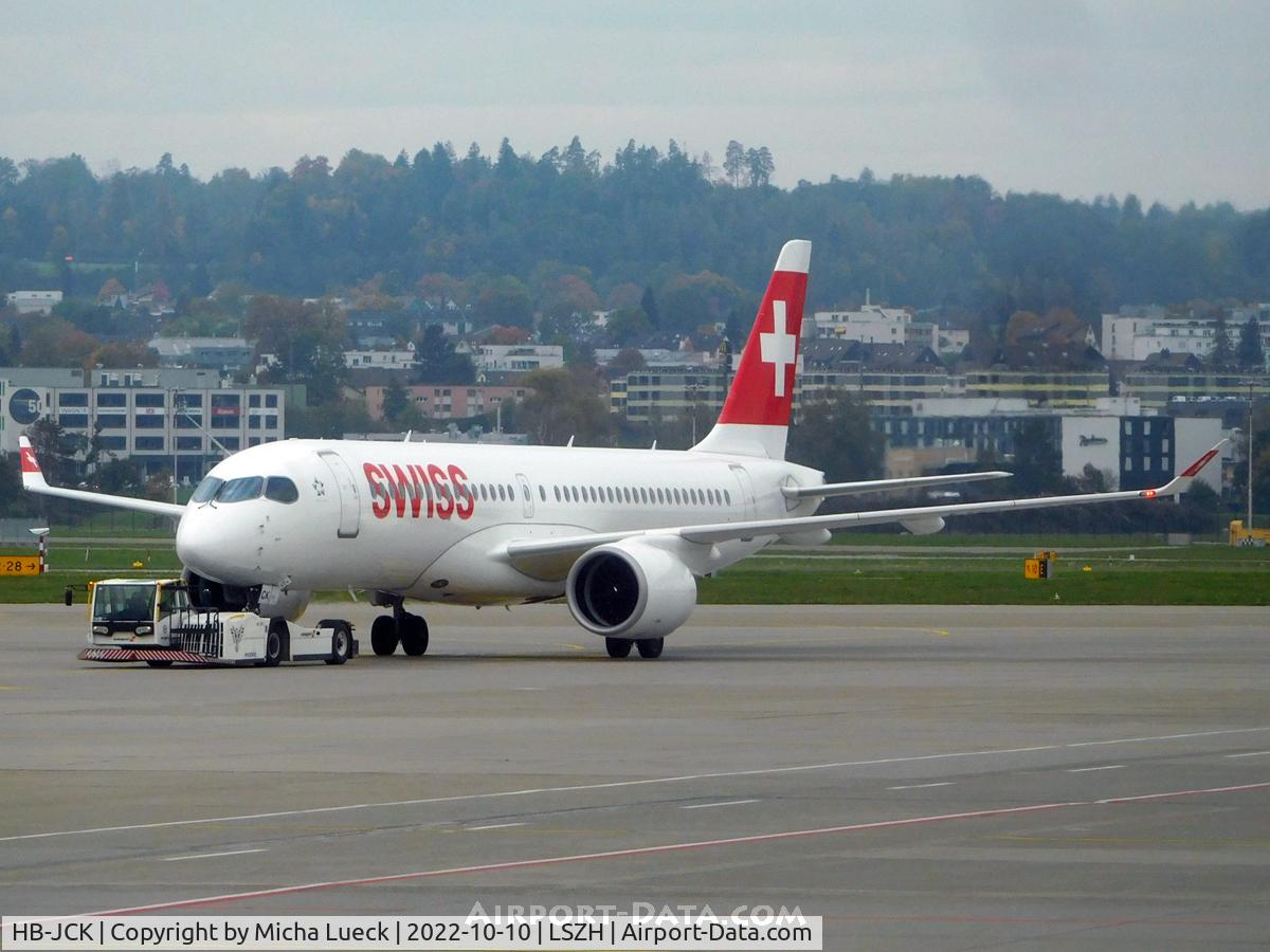 HB-JCK, 2018 Bombardier CSeries CS300 (BD-500-1A11) C/N 55027, At Zürich