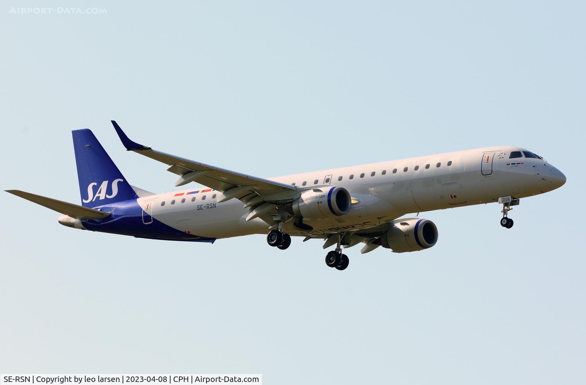 SE-RSN, 2007 Embraer 195LR (ERJ-190-200LR) C/N 19000155, Copenhagen 8.4.2023 app to R-04L