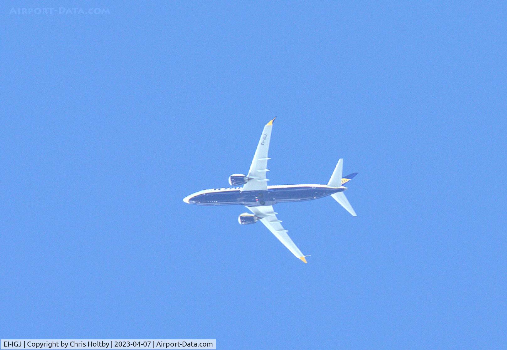 EI-IGJ, 2023 Boeing 737-8-200 MAX C/N 62352, Over Potters Bar, Herts.