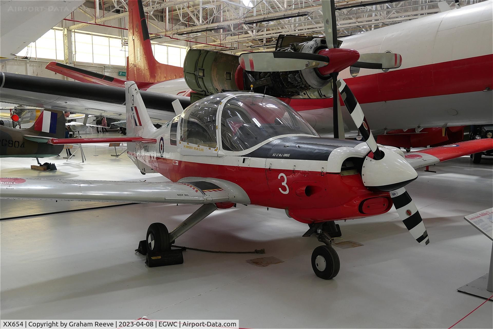 XX654, 1974 Scottish Aviation Bulldog T.1 C/N BH.120/312, On display at the RAF Museum, Cosford.