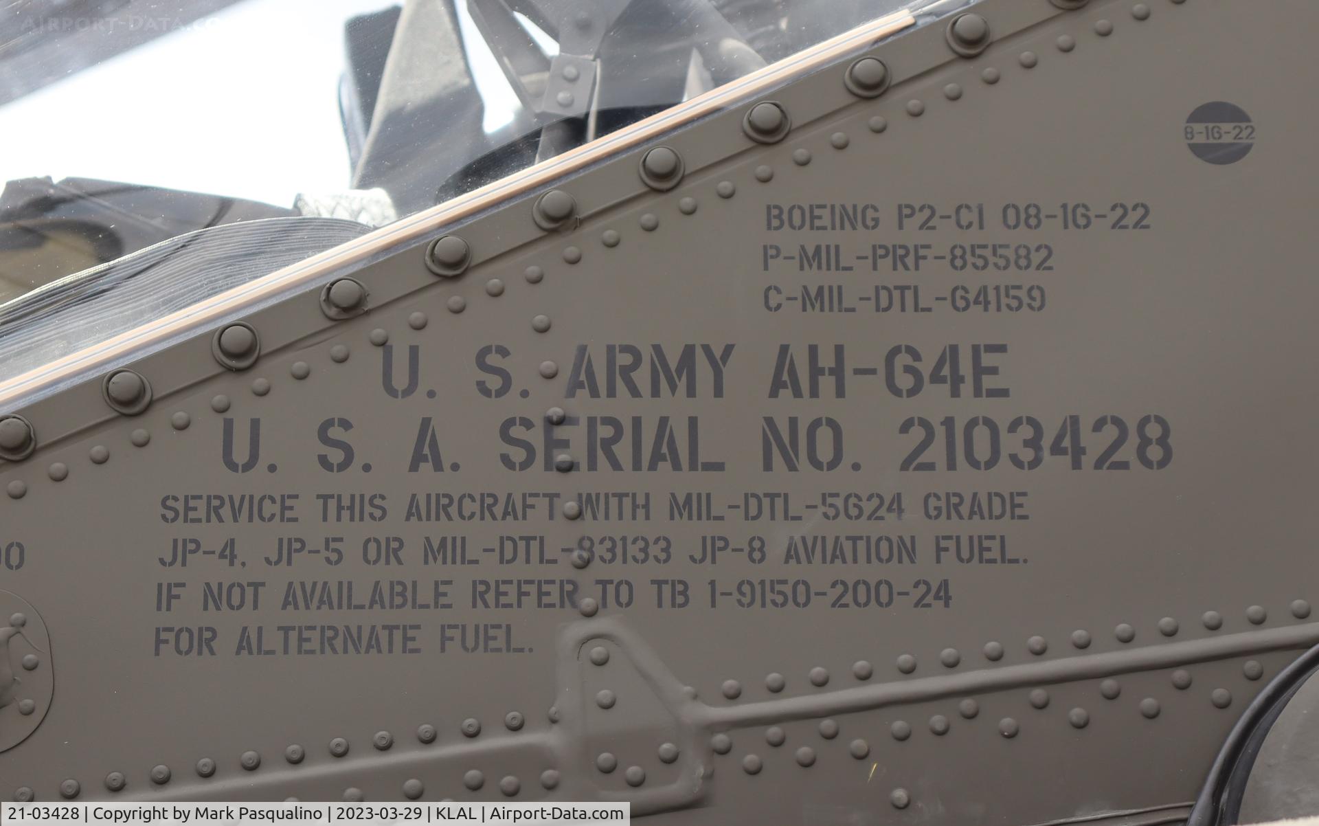 21-03428, 2021 Boeing AH-64E Apache C/N Unknown 21-03428, Boeing AH-64E Apache