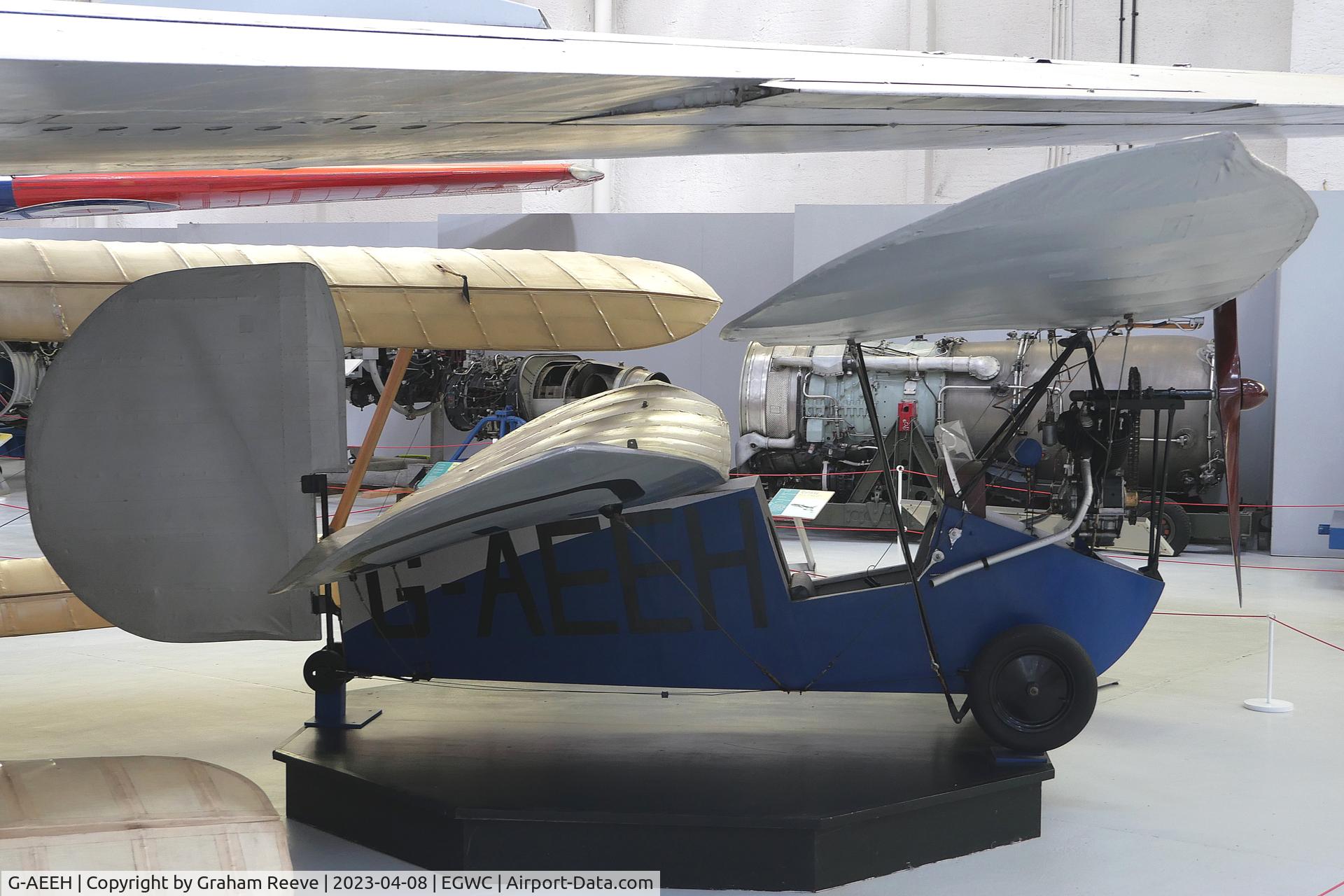 G-AEEH, 1936 Mignet HM.14 Pou-du-Ciel C/N EGD1, On display at the RAF Museum, Cosford.