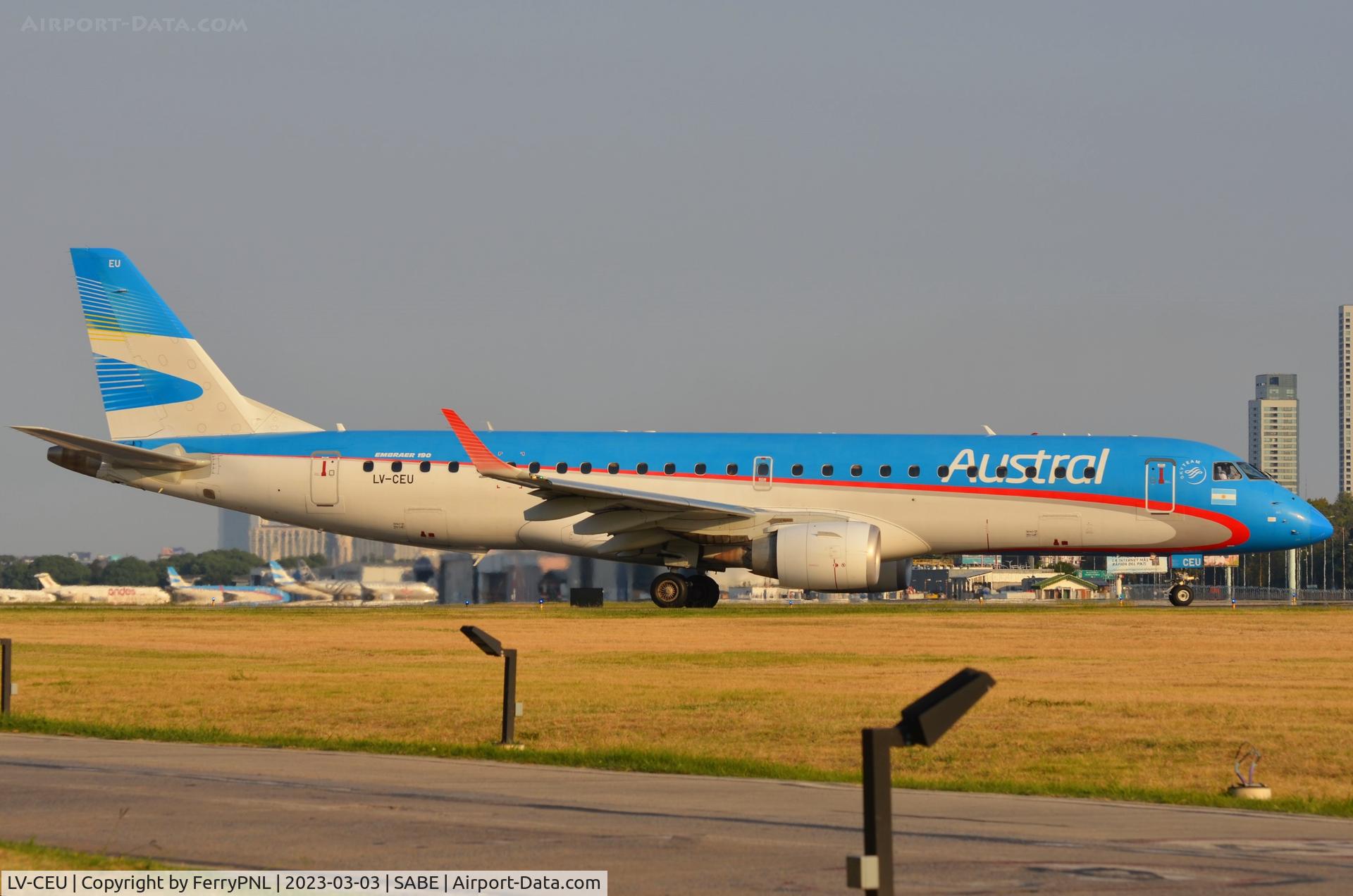 LV-CEU, 2010 Embraer ERJ-190AR C/N 19000389, Austral ERJ10 enjoying the evening sun