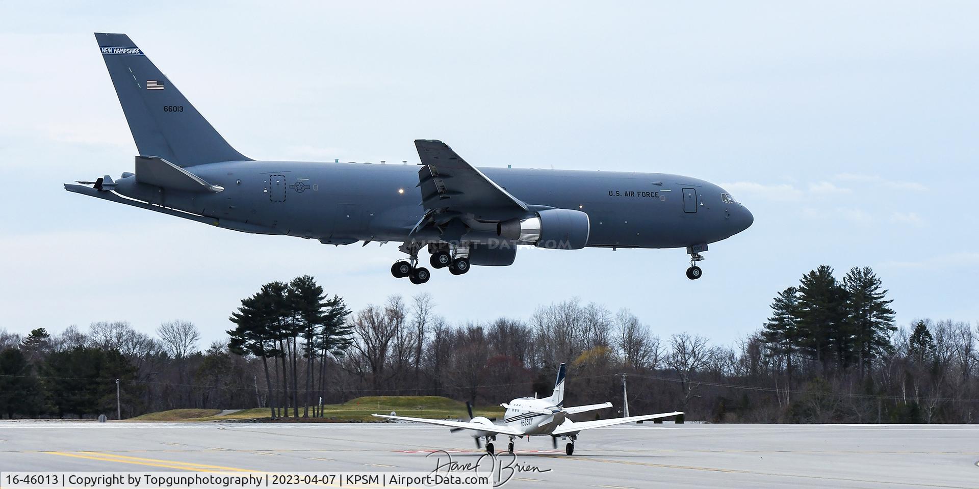 16-46013, 2020 Boeing KC-46A Pegasus C/N 34109, holding short while PACK82 comes in to land