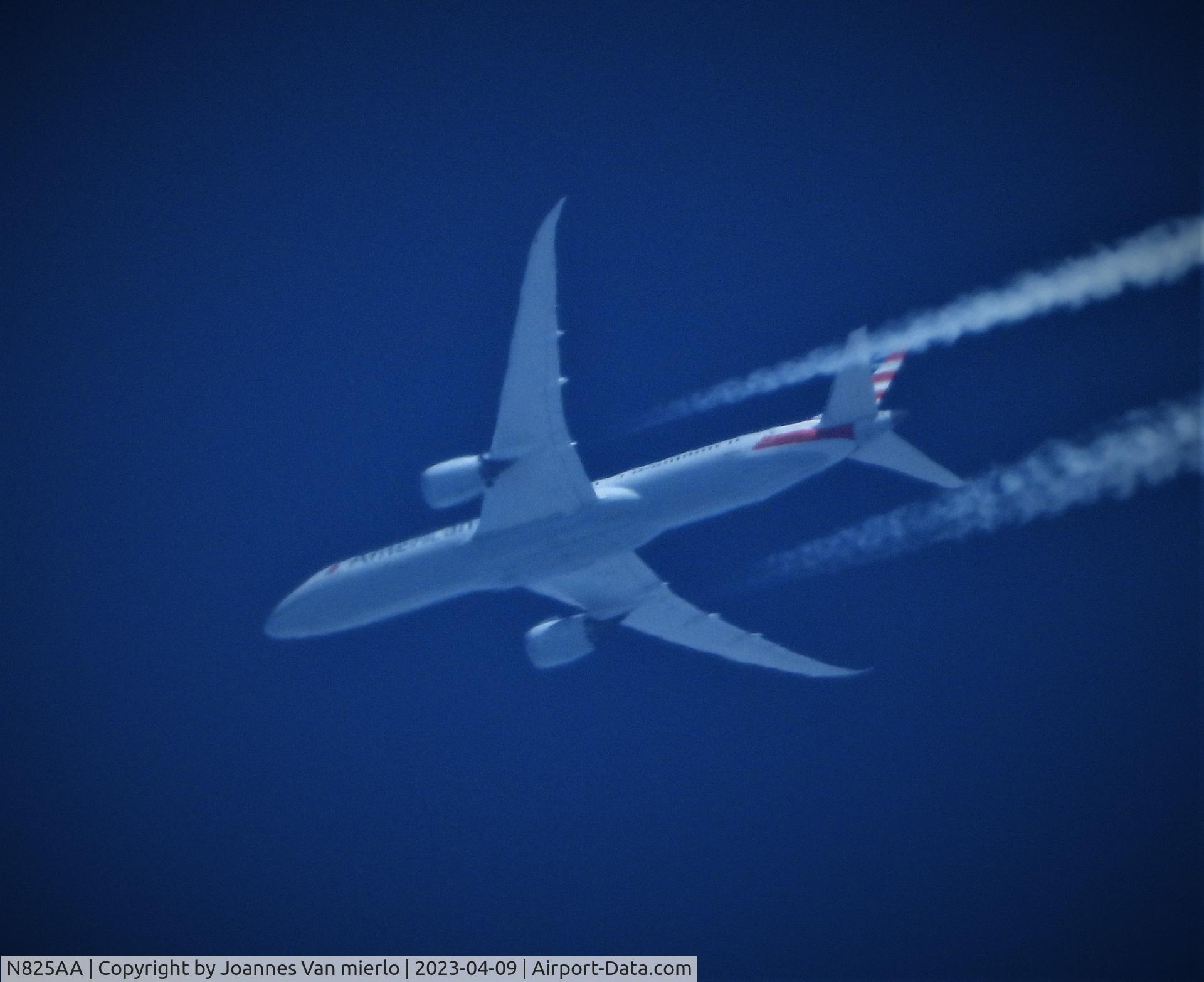 N825AA, 2016 Boeing 787-9 Dreamliner C/N 40644, Cruising over Belgium FCO-ORD Flt340