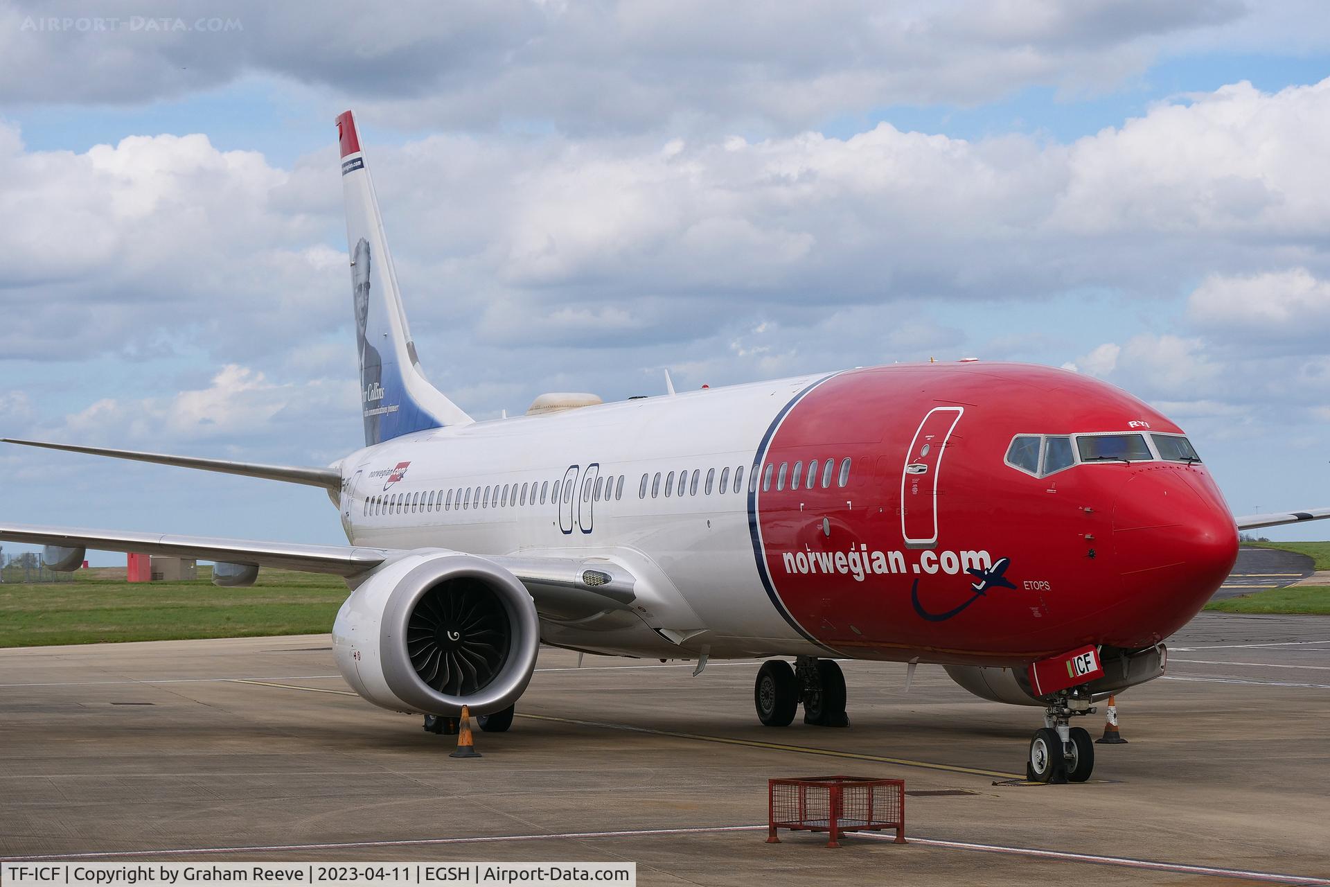 TF-ICF, 2018 Boeing 737-8 C/N 42834, Parked on stand at Norwich.