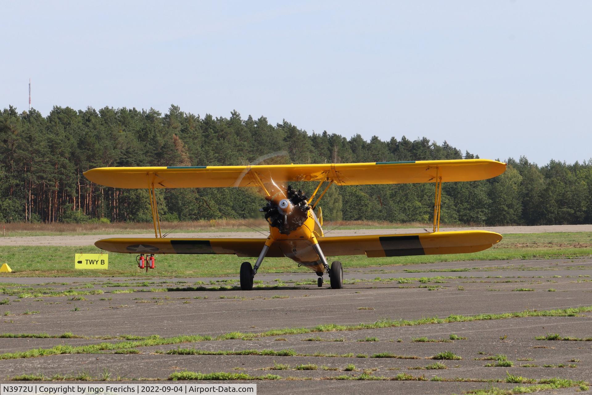 N3972U, Boeing 75 C/N AR-26, N3972U taxiing at Berlin-Gatow airstrip on the open day 2022.