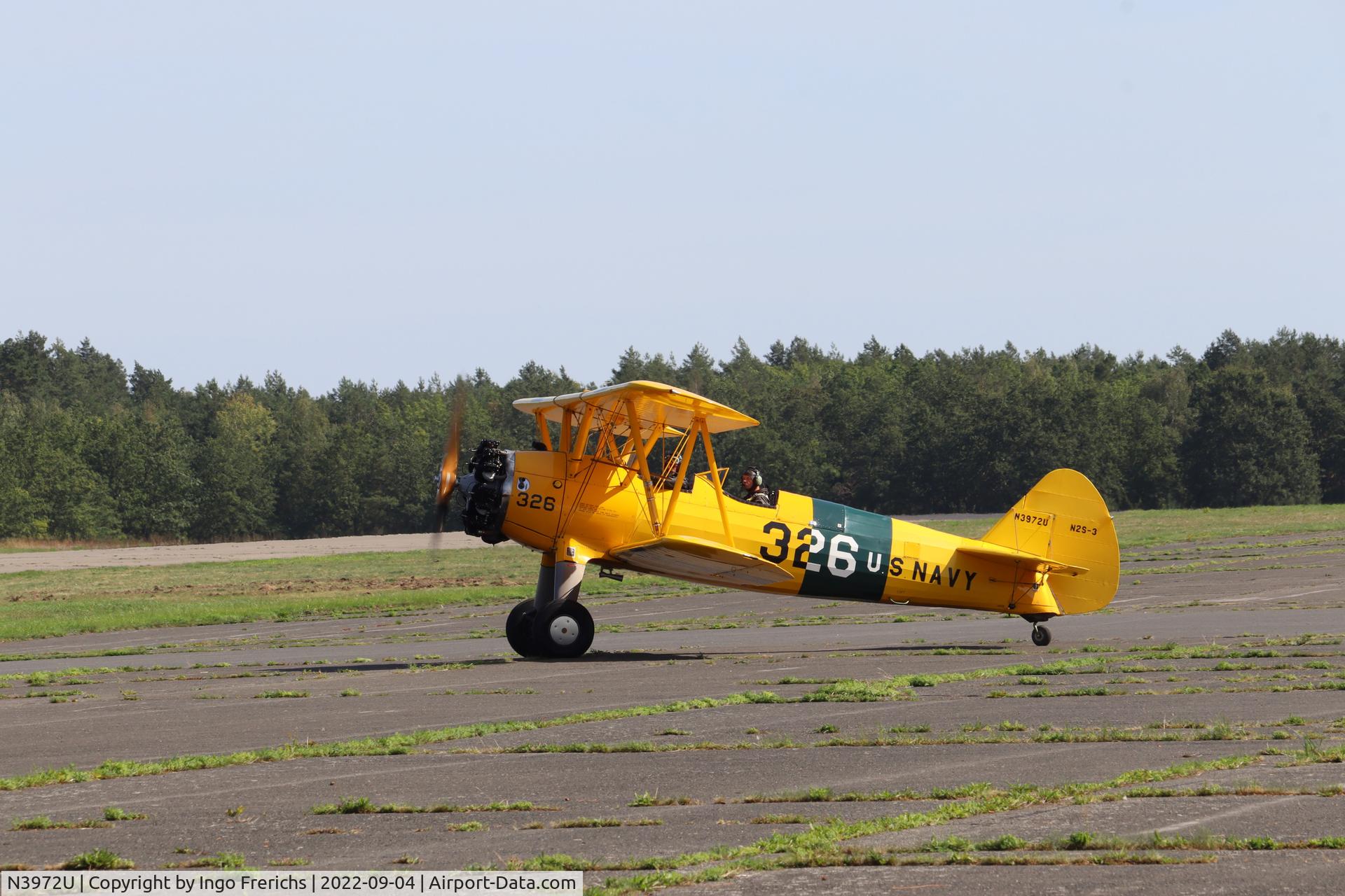 N3972U, Boeing 75 C/N AR-26, N3972U taxiing at Berlin-Gatow airstrip, open day 2022.