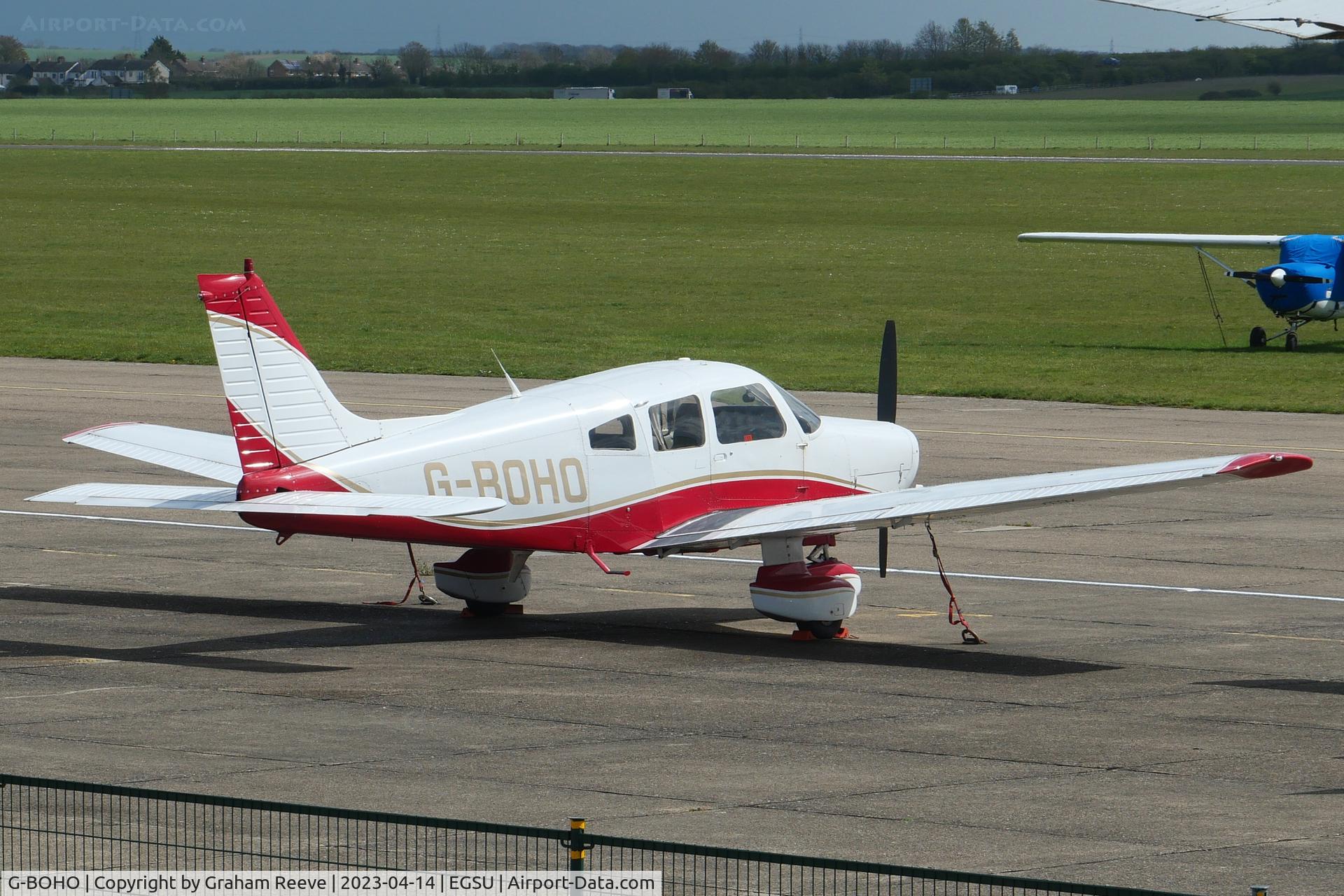 G-BOHO, 1980 Piper PA-28-161 Cherokee Warrior II C/N 28-8016196, Parked at Duxford.