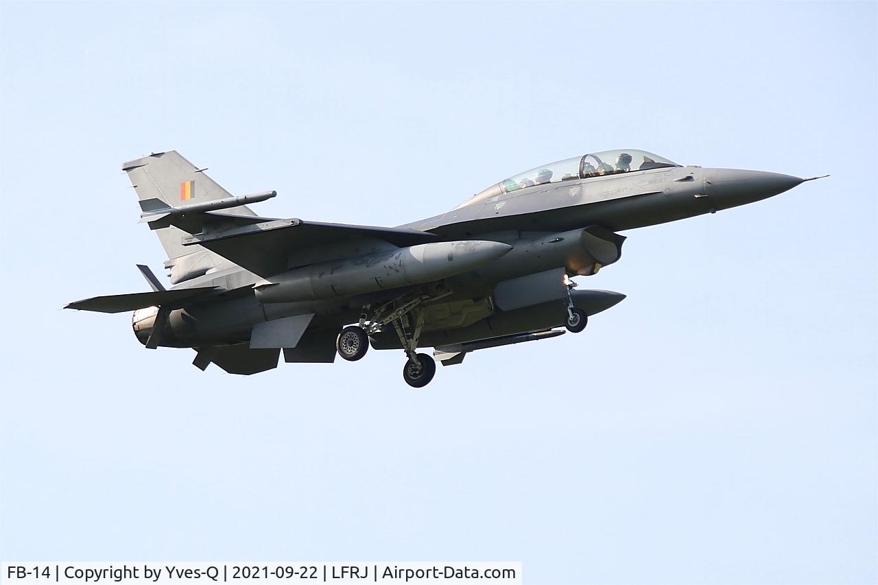 FB-14, 1983 SABCA F-16B Fighting Falcon C/N 6J-14, SABCA F-16B Fighting Falcon, On final rwy 07, Landivisiau naval air base (LFRJ-LDV)