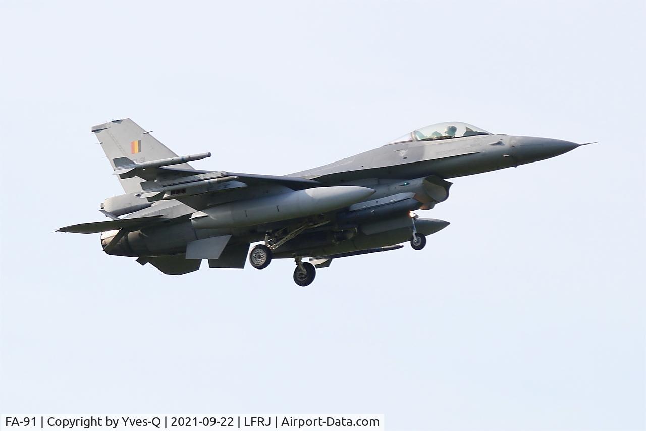 FA-91, 1980 SABCA F-16AM Fighting Falcon C/N 6H-91, SABCA F-16AM Fighting Falcon, On final rwy 07, Landivisiau naval air base (LFRJ-LDV)