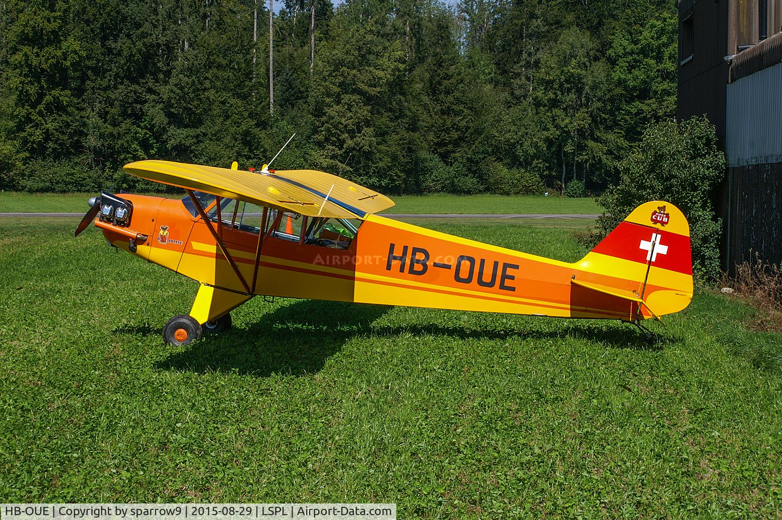 HB-OUE, 1944 Piper L-4J Grasshopper (J3C-65D) C/N 12315, Piper-meeting at Langenthal-Bleienbach. Re-engined with a Rolls Royce O-200A. There are some discrepancys with serial and frame numbers.