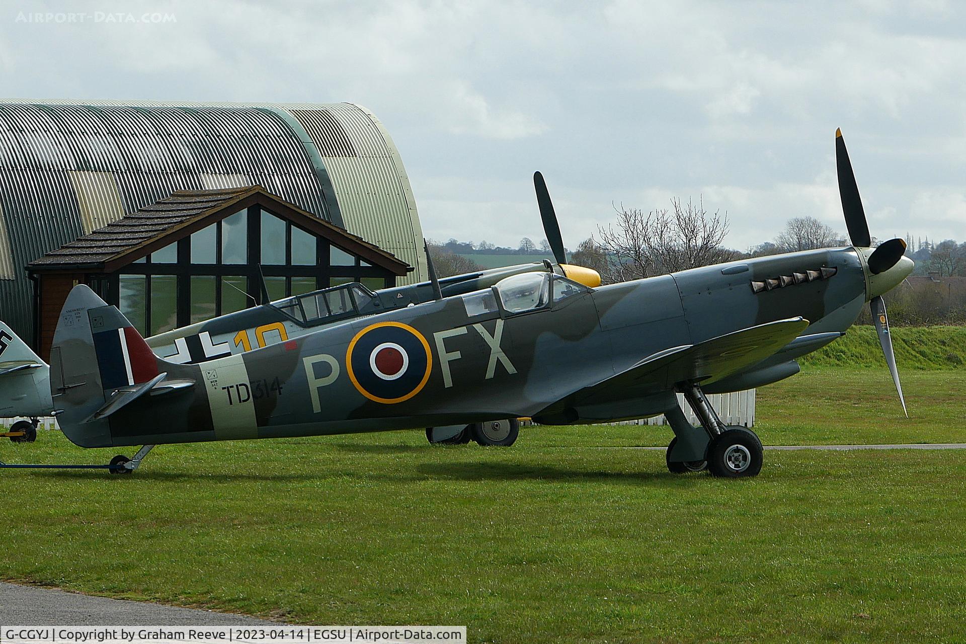 G-CGYJ, 1944 Supermarine Spitfire HFIX  (Mark IXe) C/N CBAF 10492, Parked at Duxford.