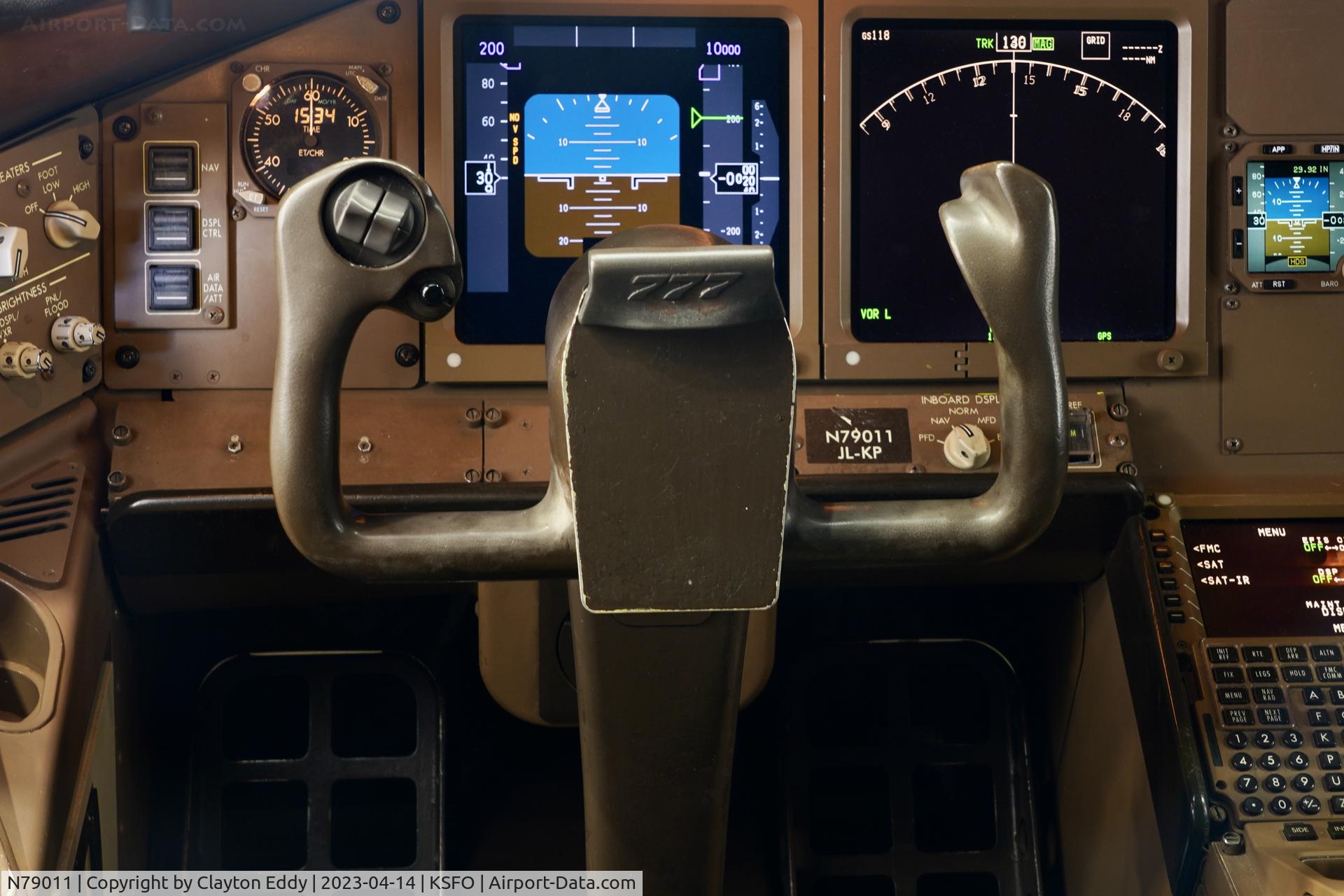N79011, 1999 Boeing 777-224 C/N 29859, Flightdeck SFO 2023.