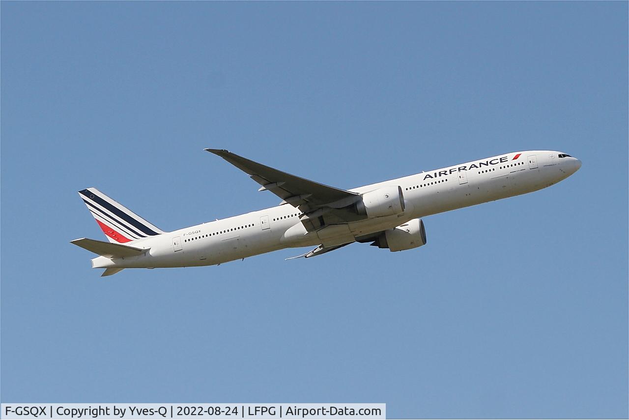 F-GSQX, 2007 Boeing 777-328/ER C/N 32963, Boeing 777-328ER, Climbing from rwy 09R, Roissy Charles De Gaulle airport (LFPG-CDG)